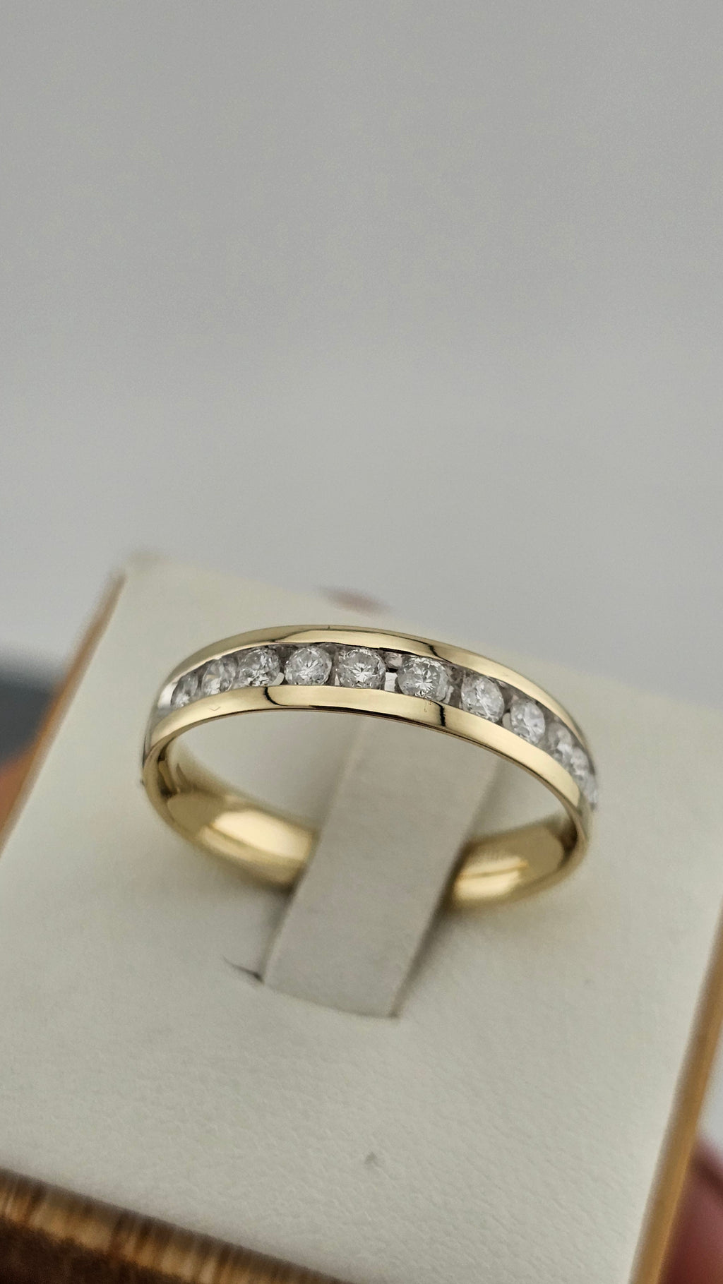 0.50ct Natural Diamond & 9ct Yellow Gold Half Eternity Band – Size Q 1/2