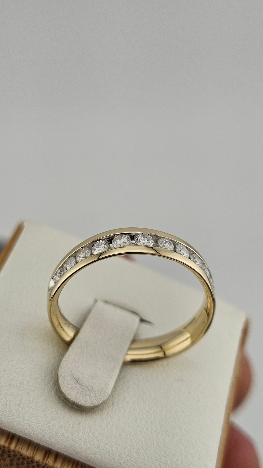 0.50ct Natural Diamond & 9ct Yellow Gold Half Eternity Band – Size Q 1/2