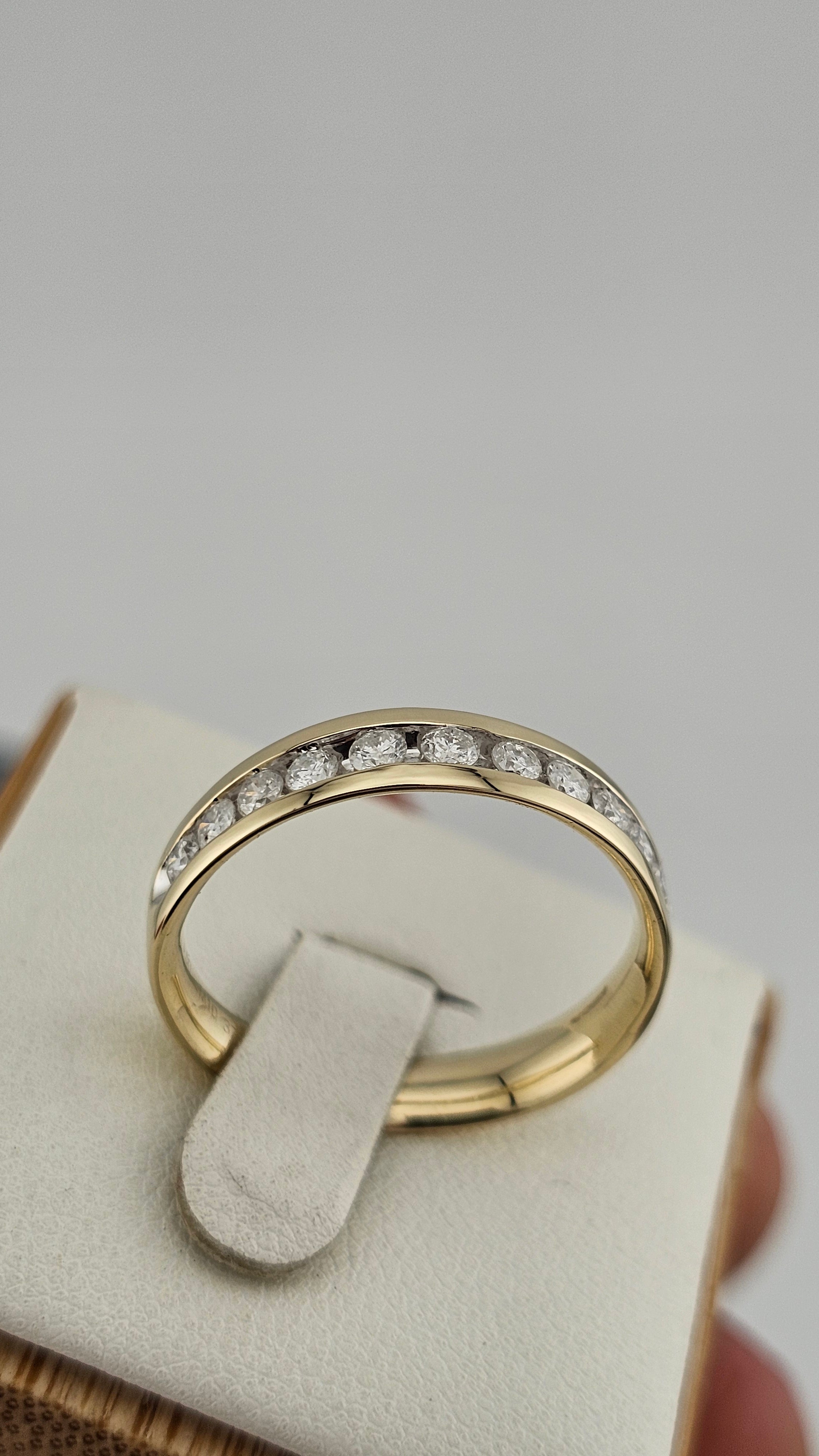 0.50ct Natural Diamond & 9ct Yellow Gold Half Eternity Band – Size Q 1/2