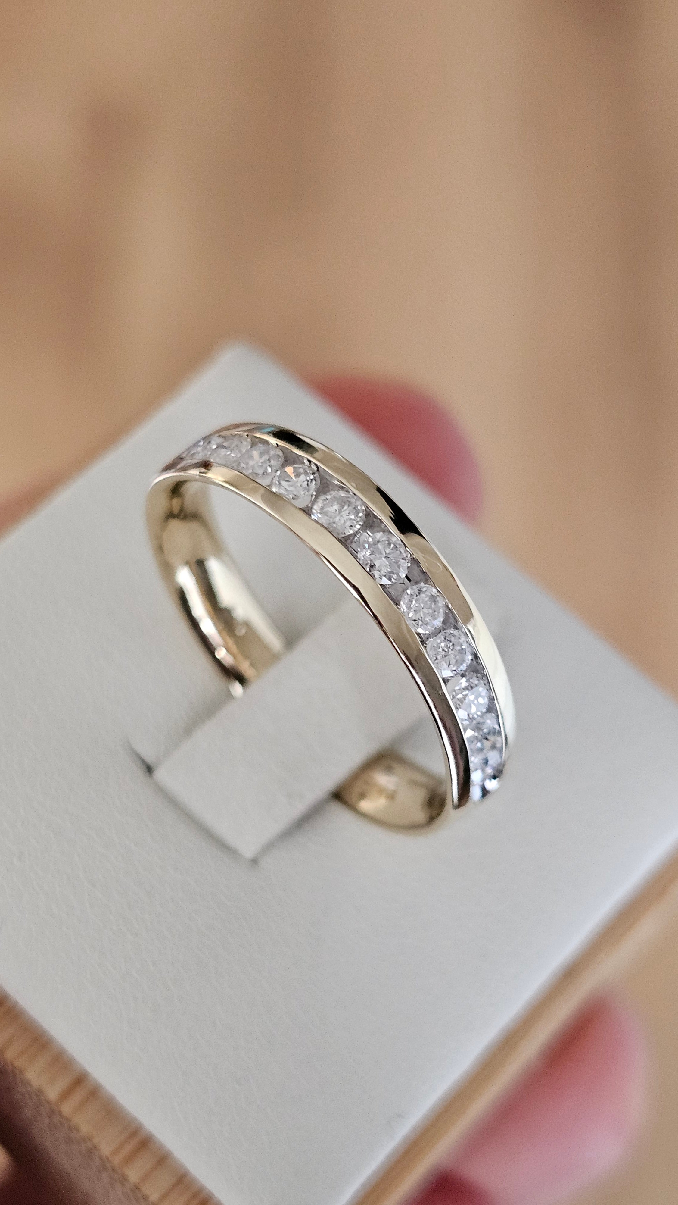 0.50ct Natural Diamond & 9ct Yellow Gold Half Eternity Band – Size Q 1/2
