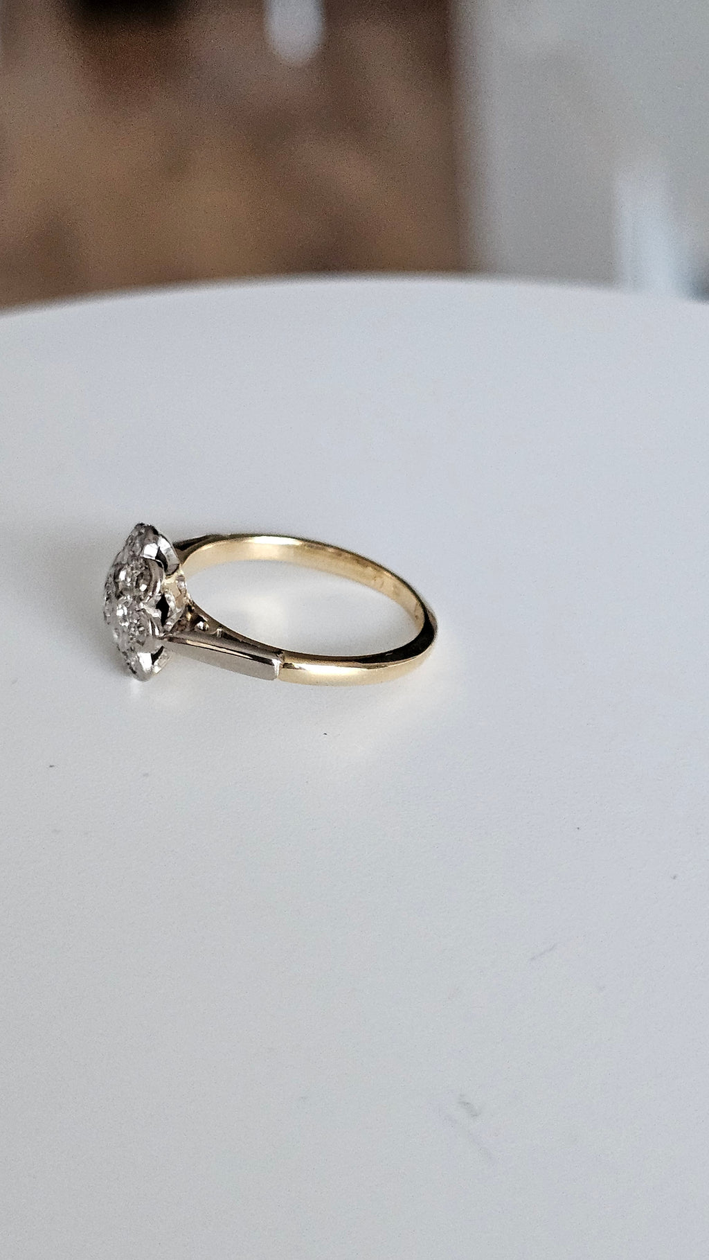 18ct Gold Natural Diamond Floral Cluster Ring – Size I 1/2 (US 4.5)