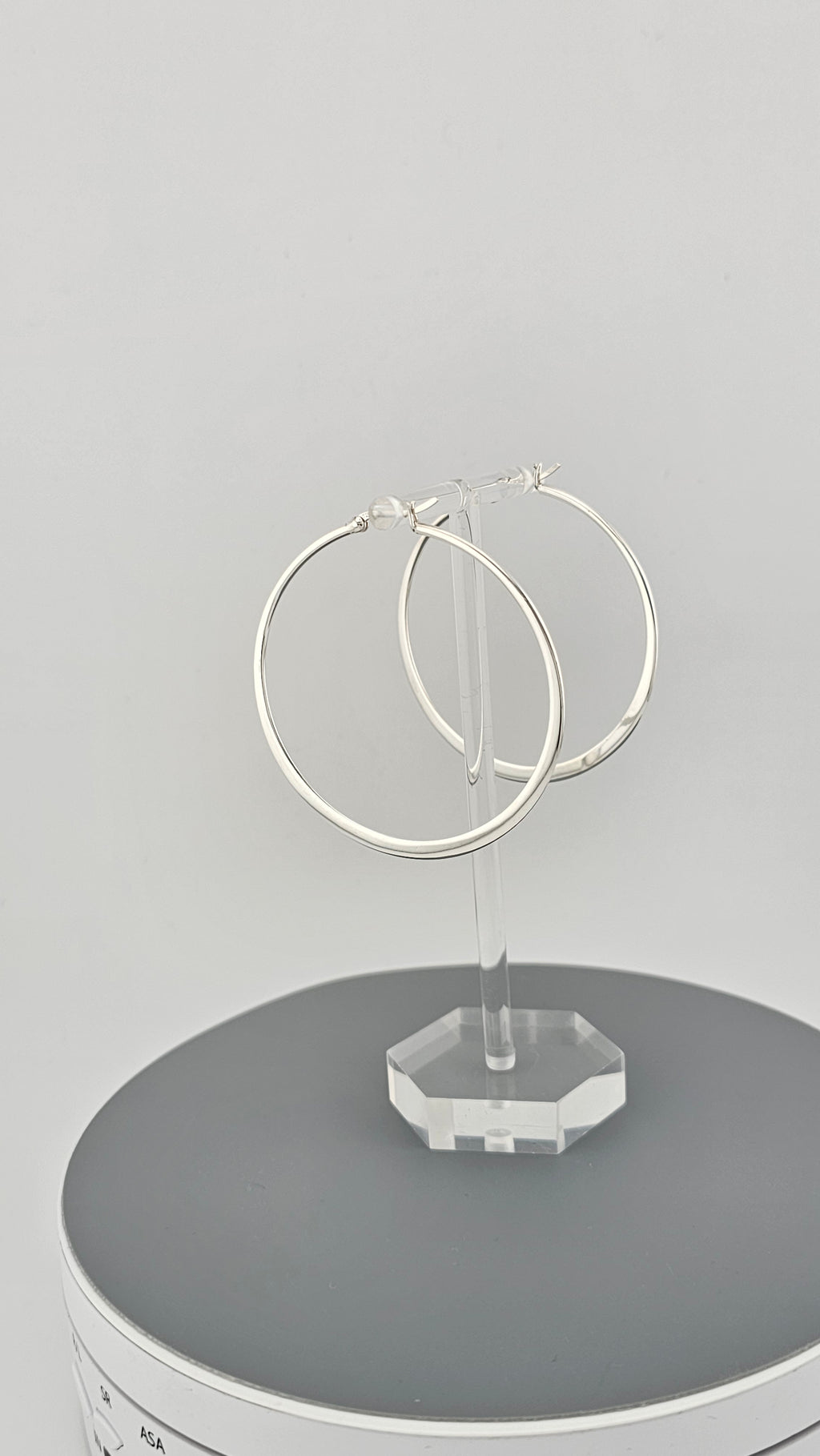 Large 925 Sterling Silver Flat Hoop Earrings (54mm) – Polished Finish