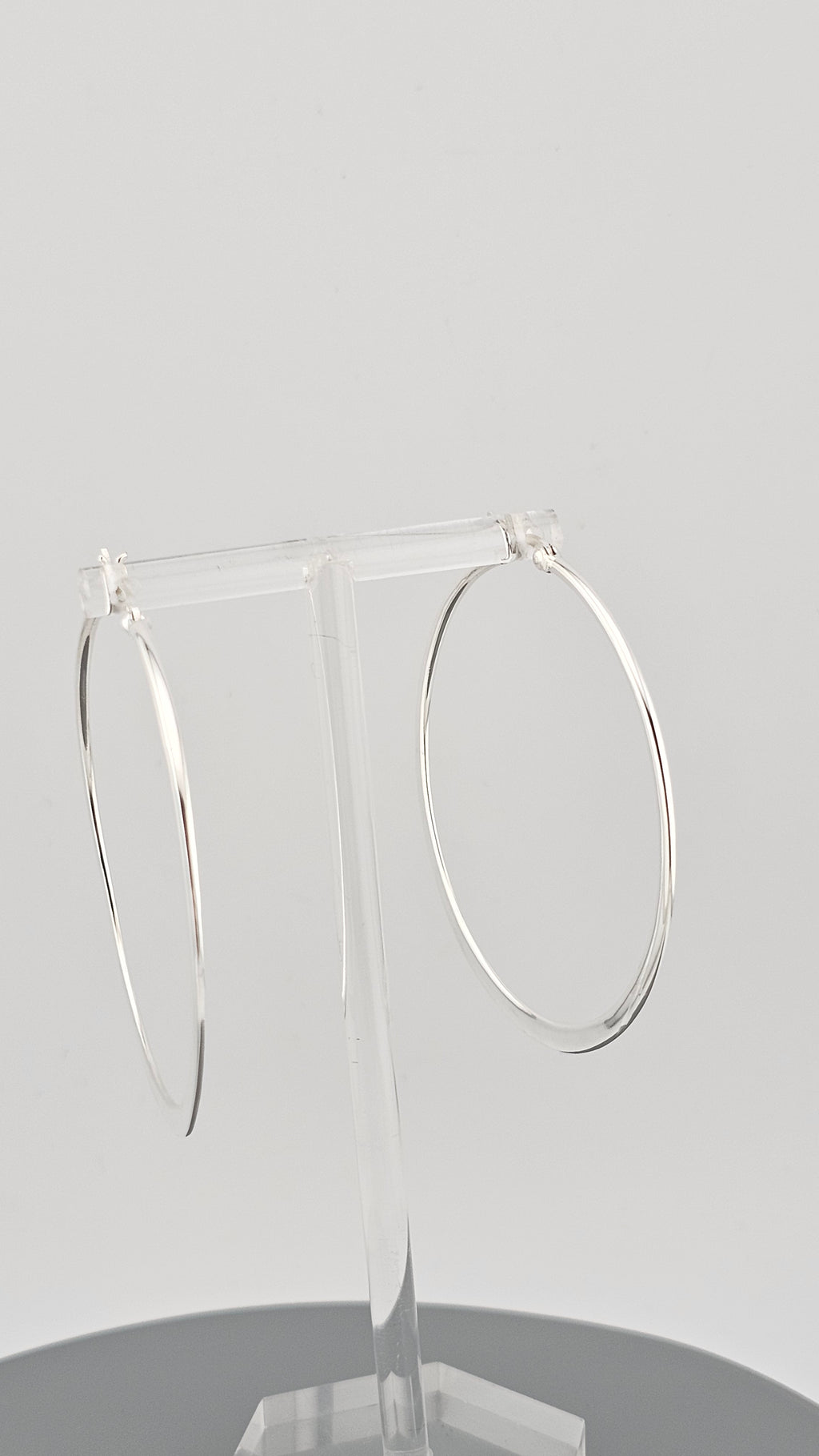 Large 925 Sterling Silver Flat Hoop Earrings (54mm) – Polished Finish