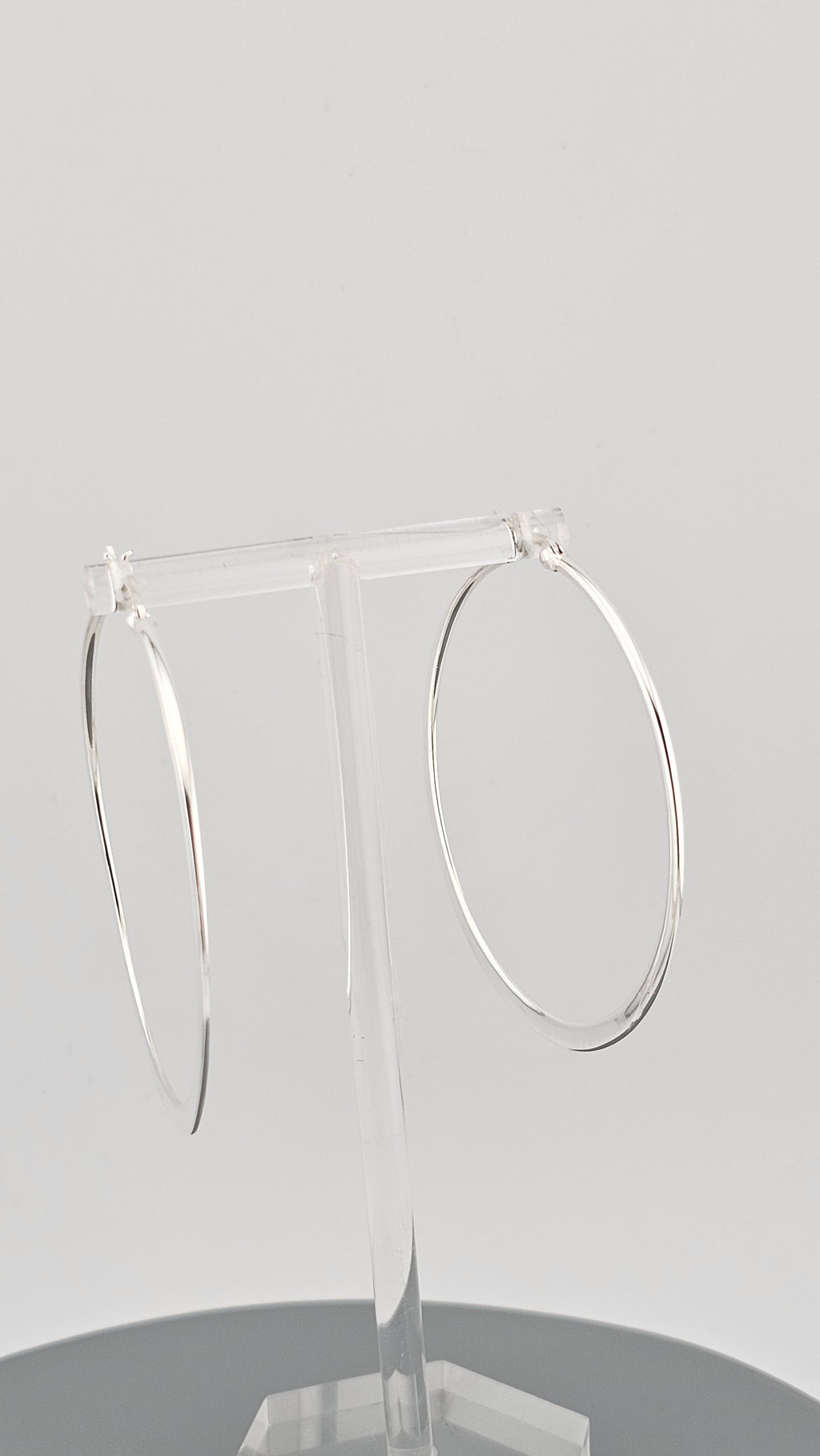 Large 925 Sterling Silver Flat Hoop Earrings (54mm) – Polished Finish