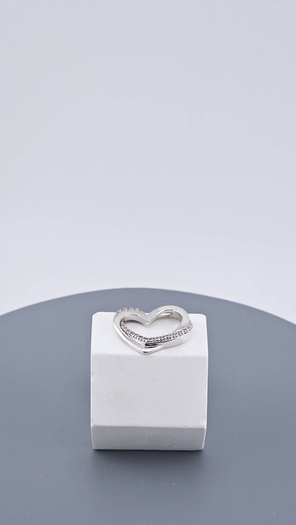 925 Sterling Silver Cubic Zirconia Open Heart Pendant (2.5g)