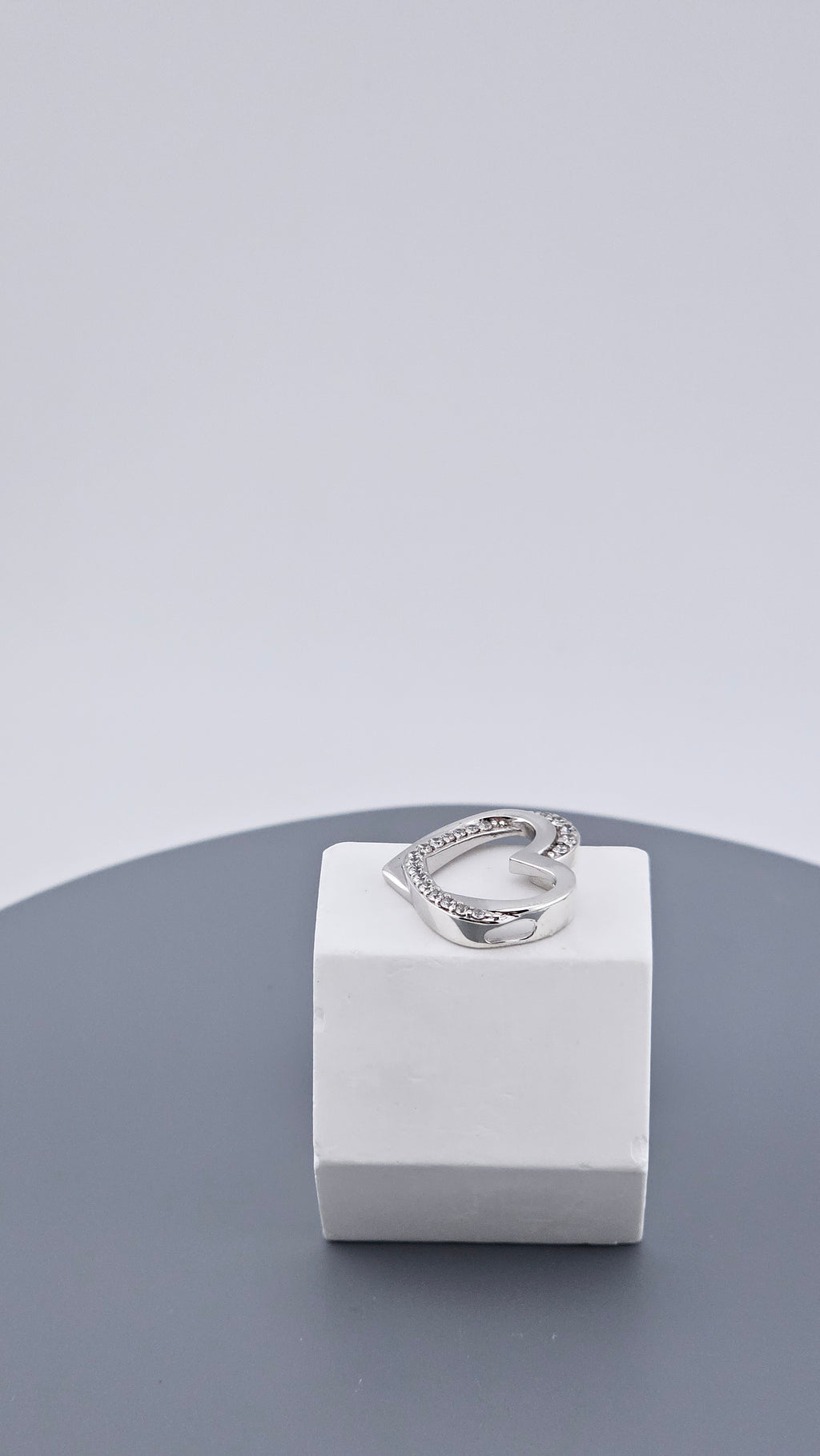 925 Sterling Silver Cubic Zirconia Open Heart Pendant (2.5g)