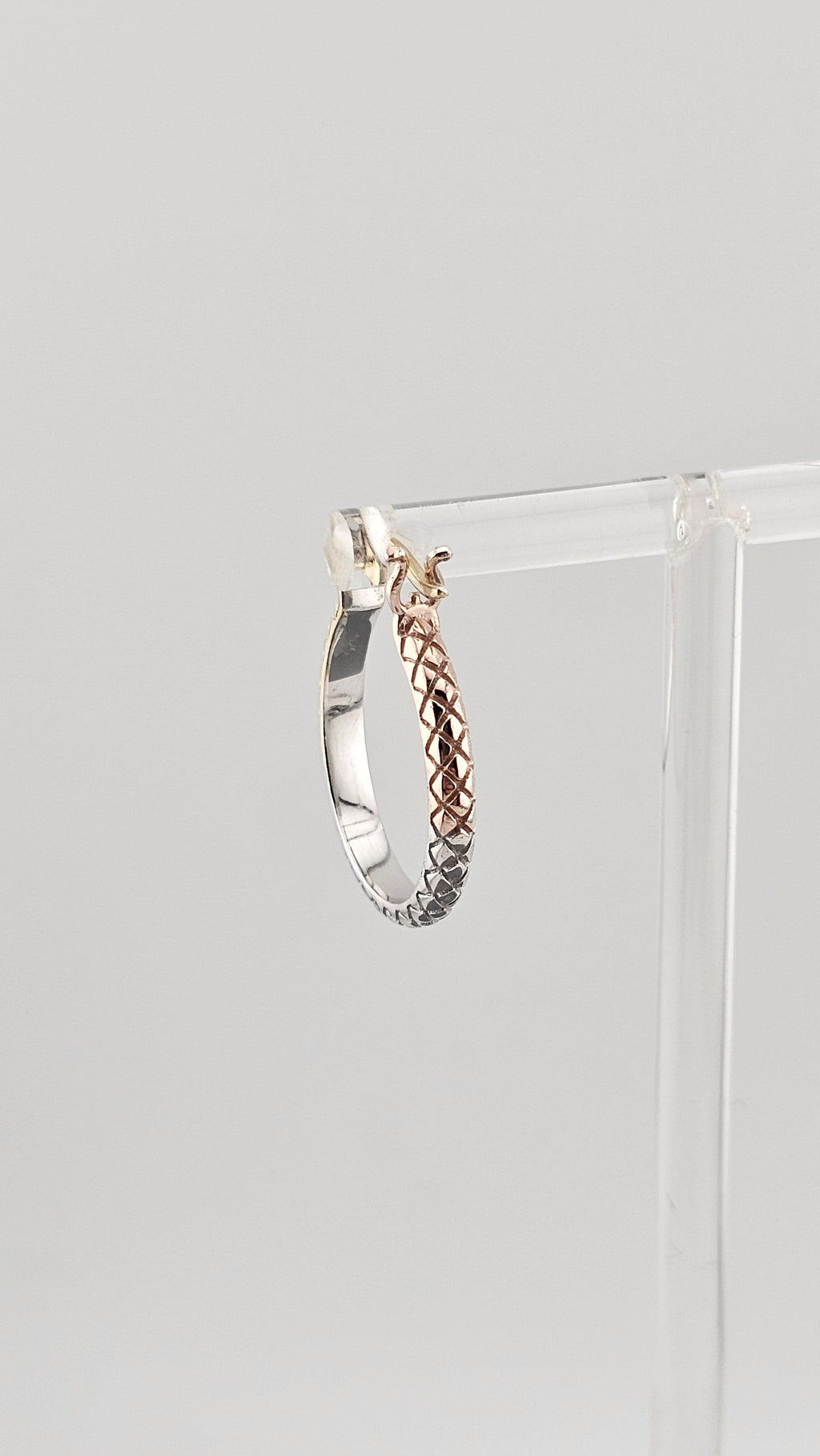 Pre-Loved 925 Sterling Silver Tri-Color Textured Hoop Earrings (24mm, 5.07g)