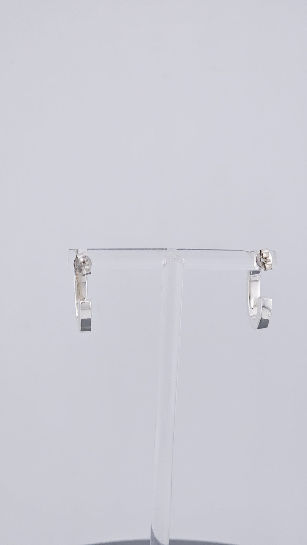 Modern 925 Sterling Silver Tube Open C-Hoop Earrings (2.8g)
