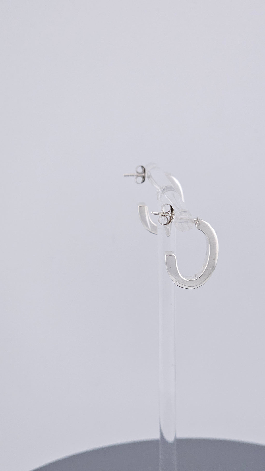 Modern 925 Sterling Silver Tube Open C-Hoop Earrings (2.8g)
