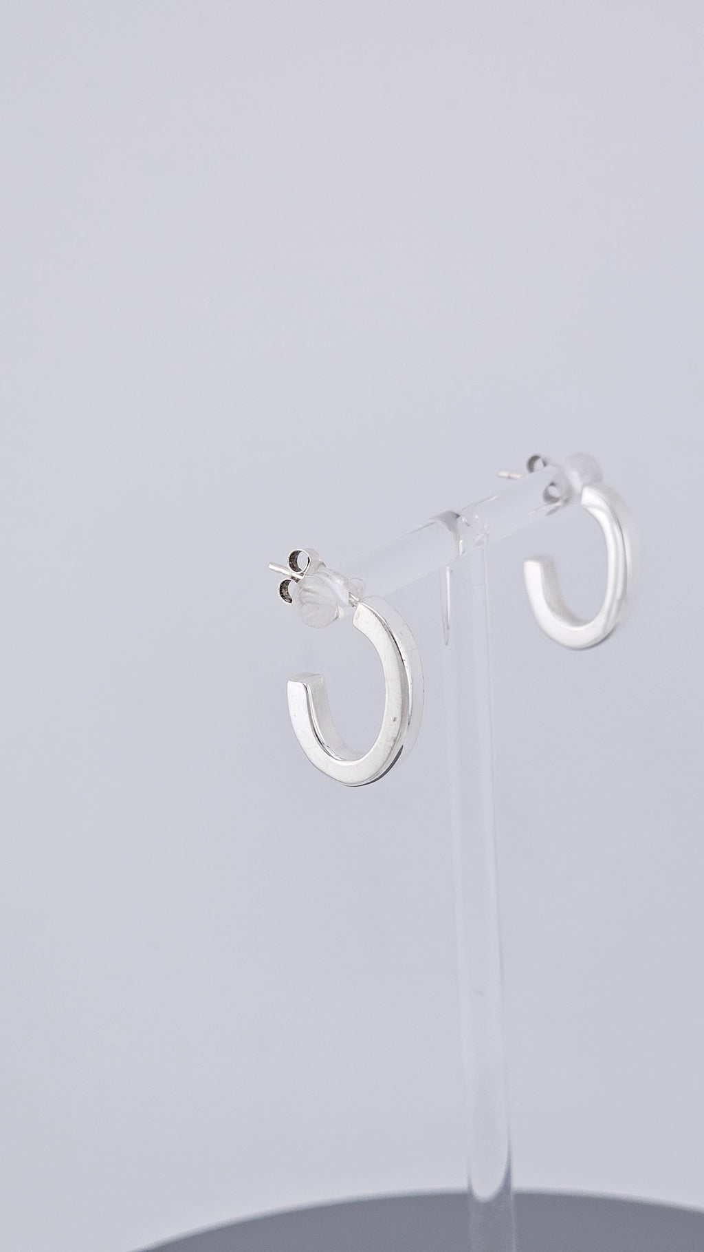 Modern 925 Sterling Silver Tube Open C-Hoop Earrings (2.8g)