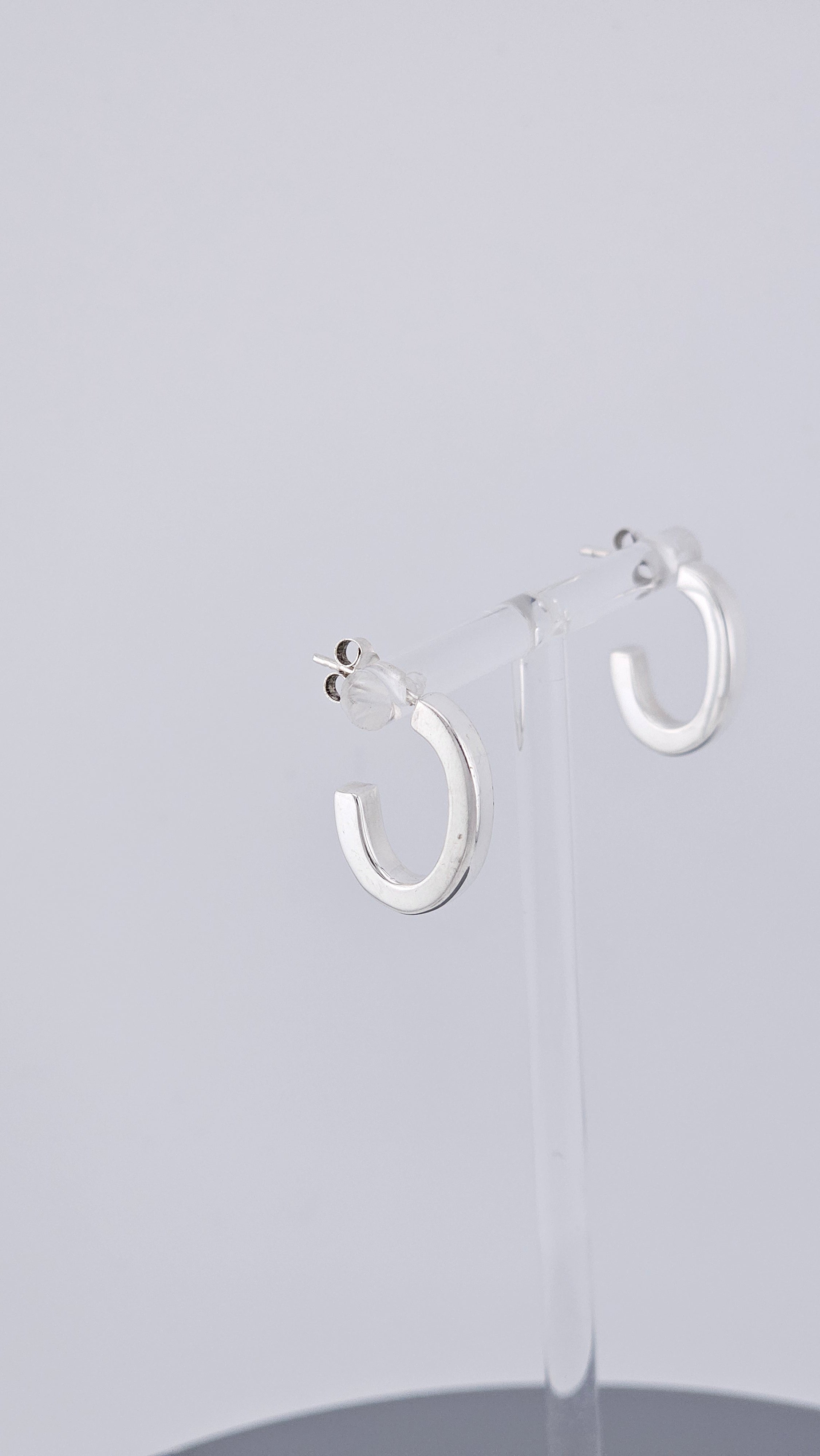 Modern 925 Sterling Silver Tube Open C-Hoop Earrings (2.8g)