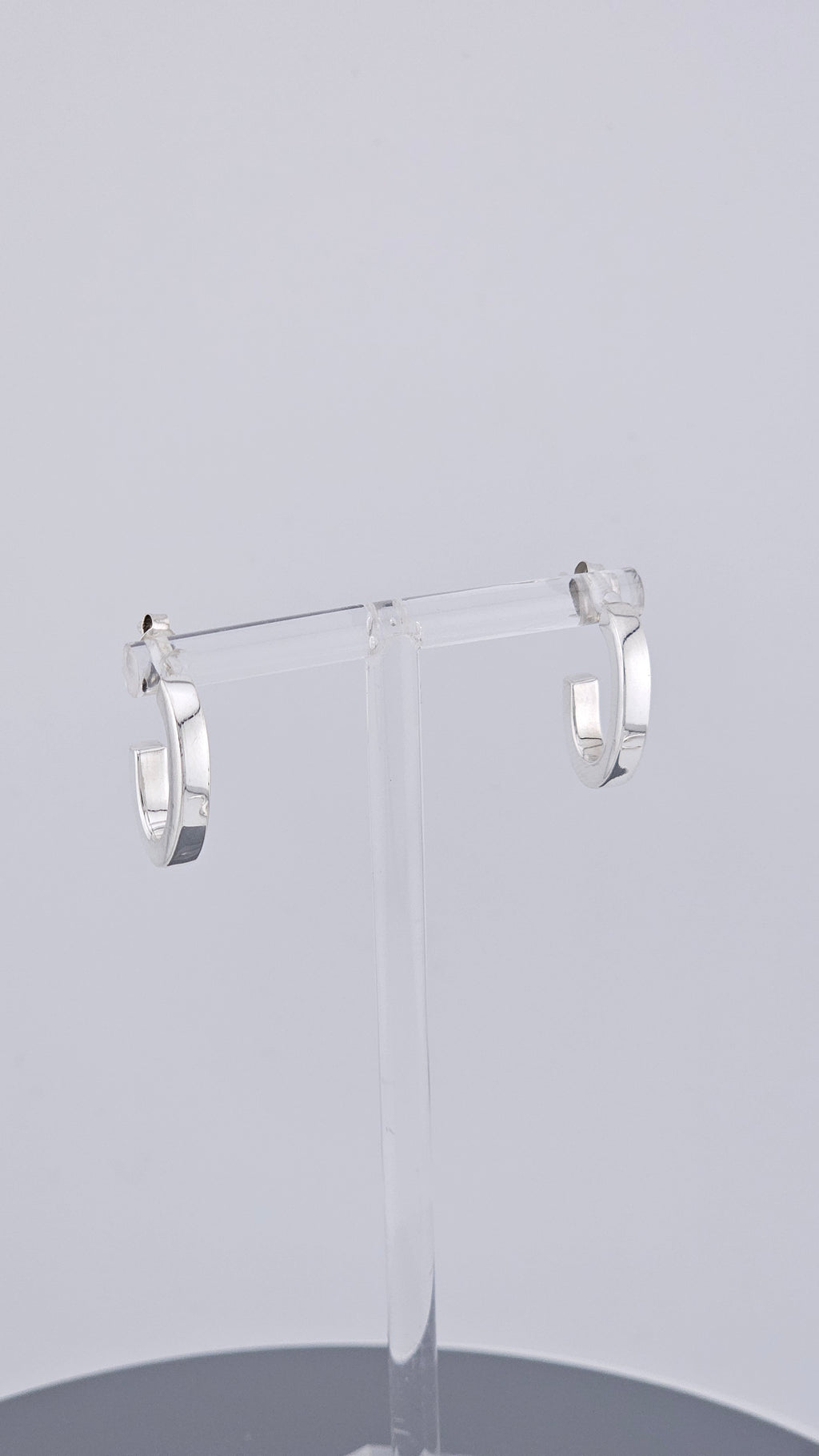 Modern 925 Sterling Silver Tube Open C-Hoop Earrings (2.8g)