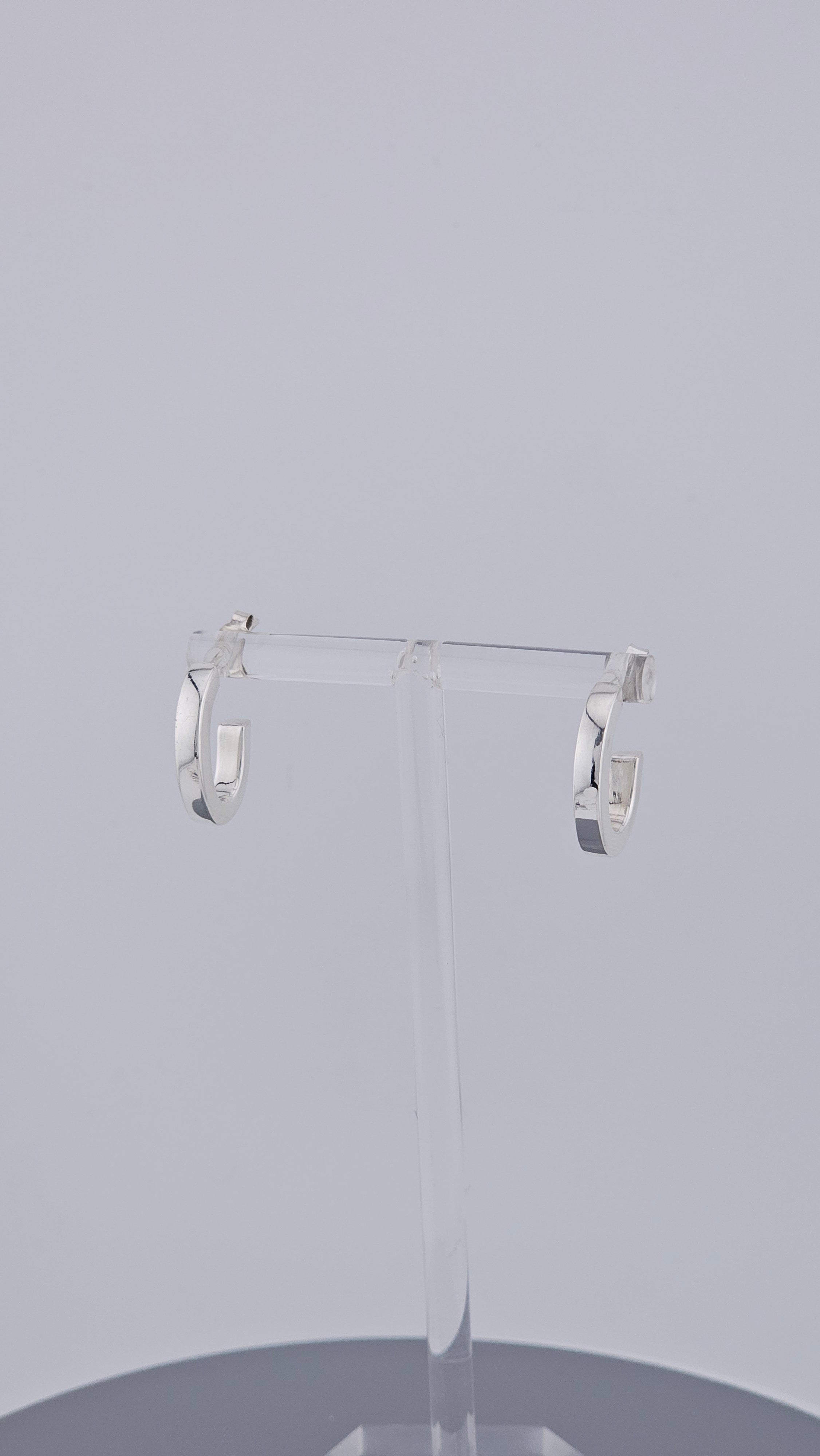 Modern 925 Sterling Silver Tube Open C-Hoop Earrings (2.8g)