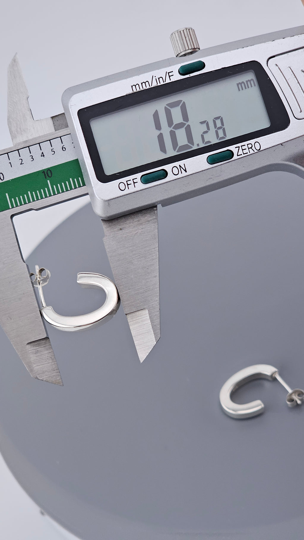 Modern 925 Sterling Silver Tube Open C-Hoop Earrings (2.8g)