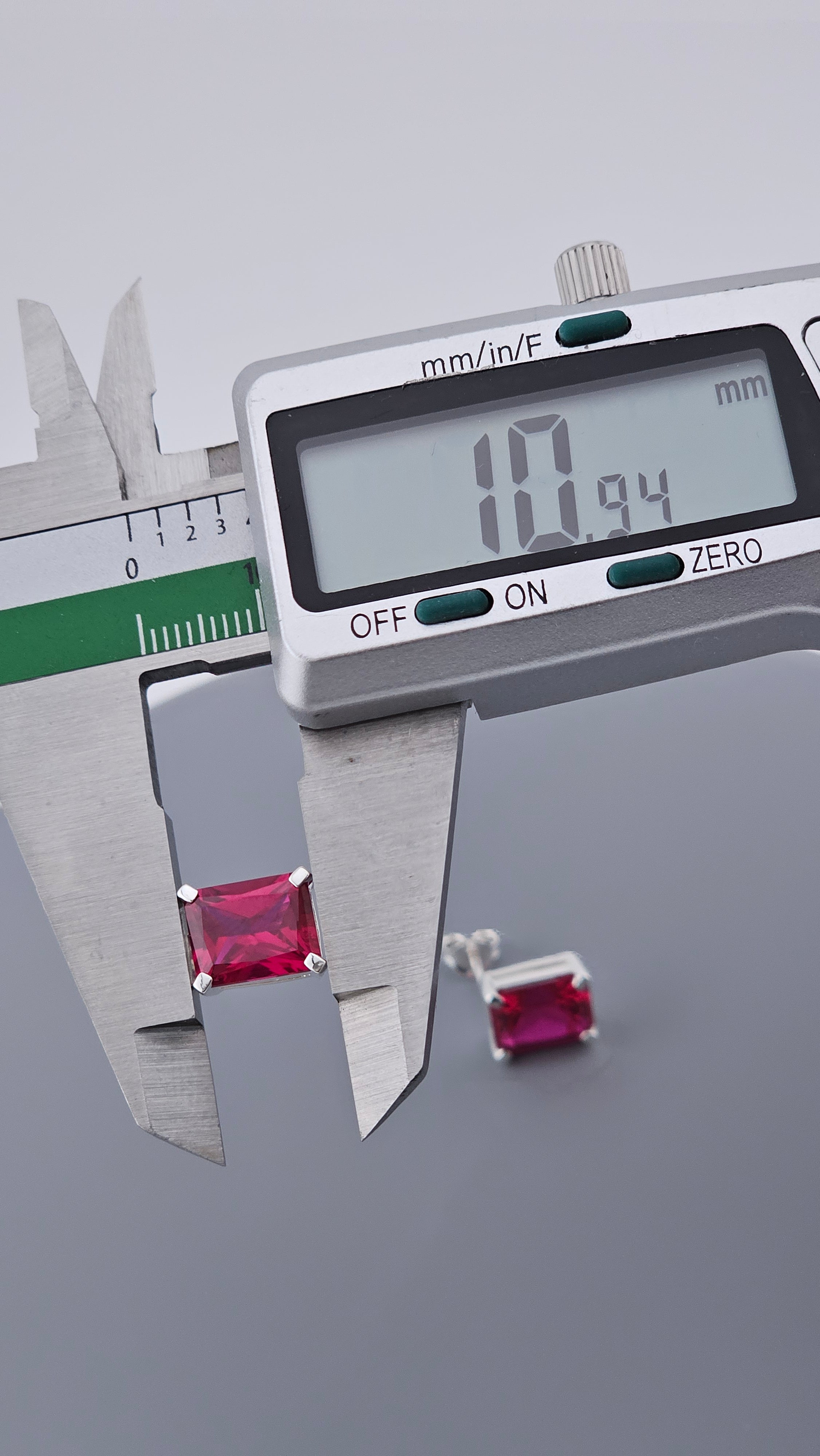 Classic 925 Sterling Silver Emerald-Cut Lab Grown Ruby Stud Earrings (3.5g)