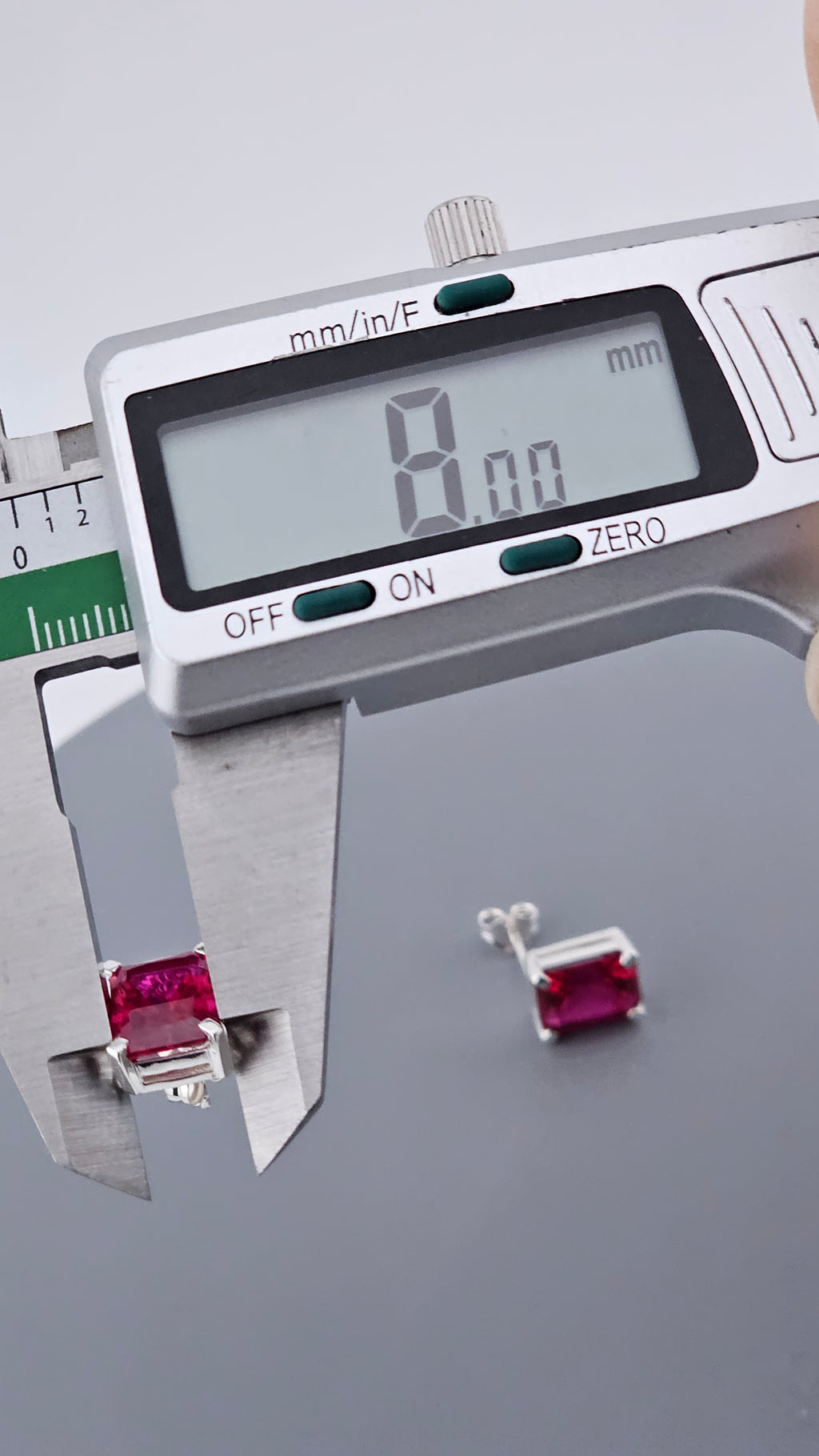 Classic 925 Sterling Silver Emerald-Cut Lab Grown Ruby Stud Earrings (3.5g)