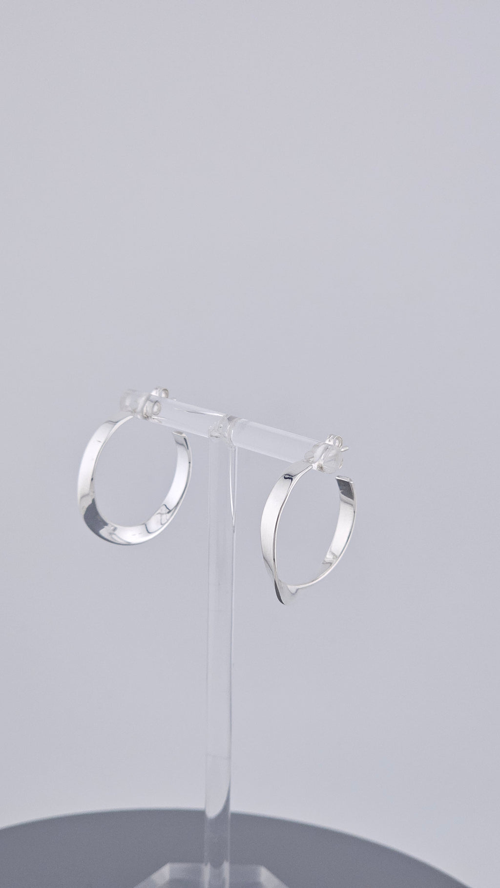 Modern 925 Sterling Silver Twisted Ribbon Open Hoop Earrings (4.7g)
