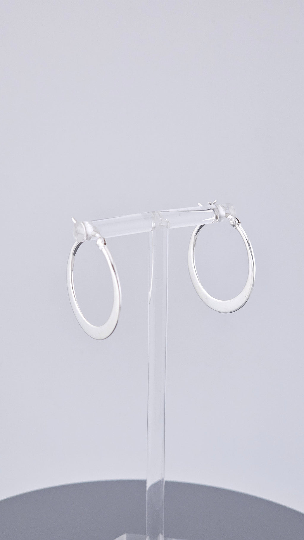 Classic 925 Sterling Silver Flat Tapered Hoop Earrings (3.6g)