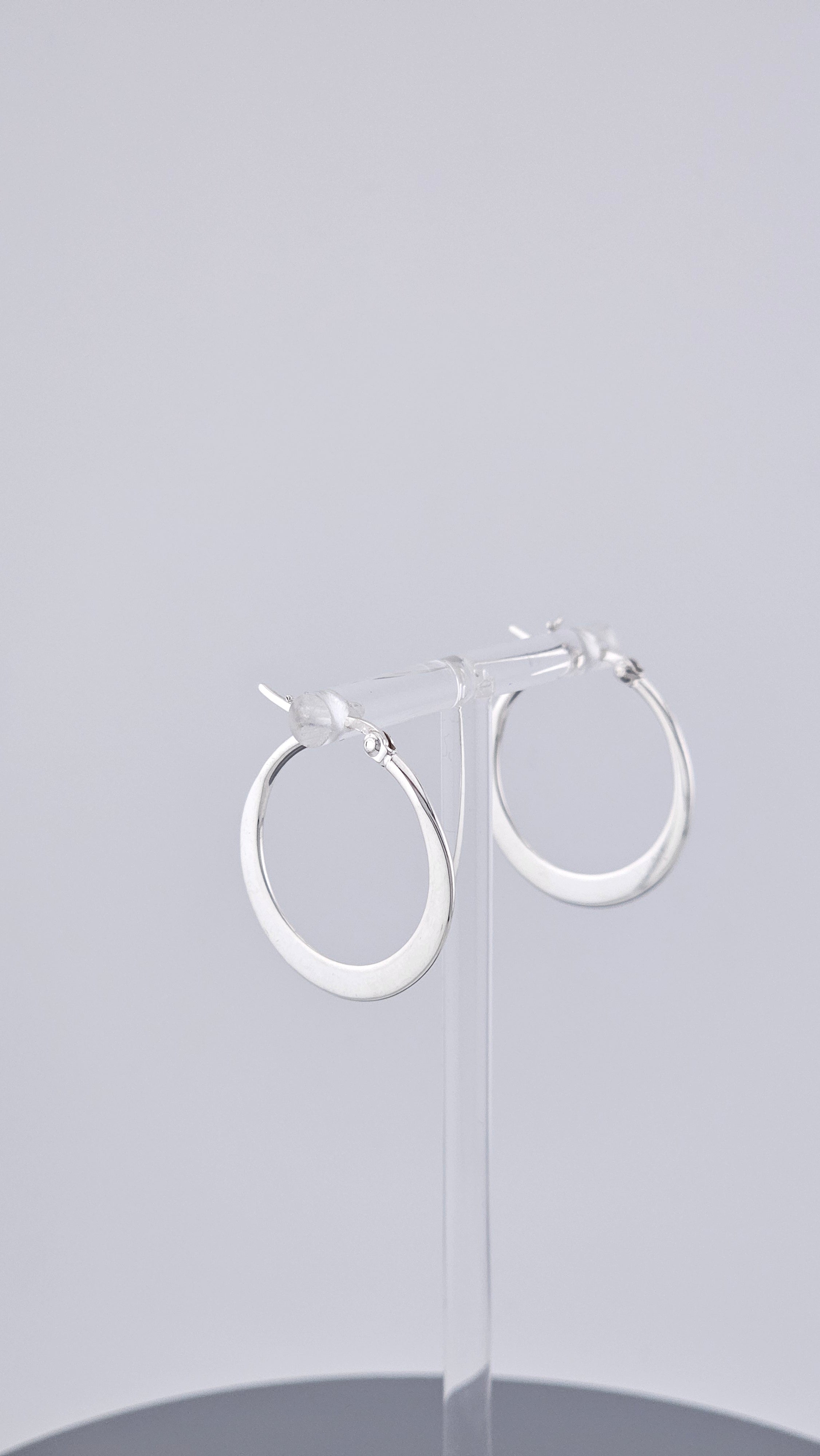 Classic 925 Sterling Silver Flat Tapered Hoop Earrings (3.6g)