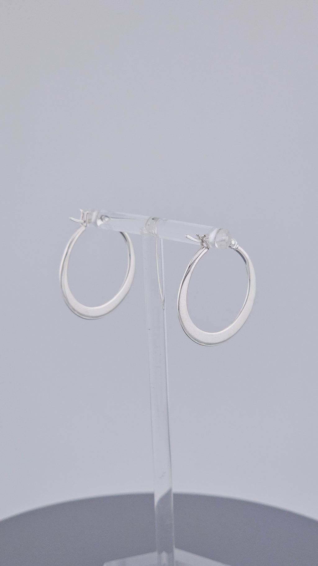 Classic 925 Sterling Silver Flat Tapered Hoop Earrings (3.6g)