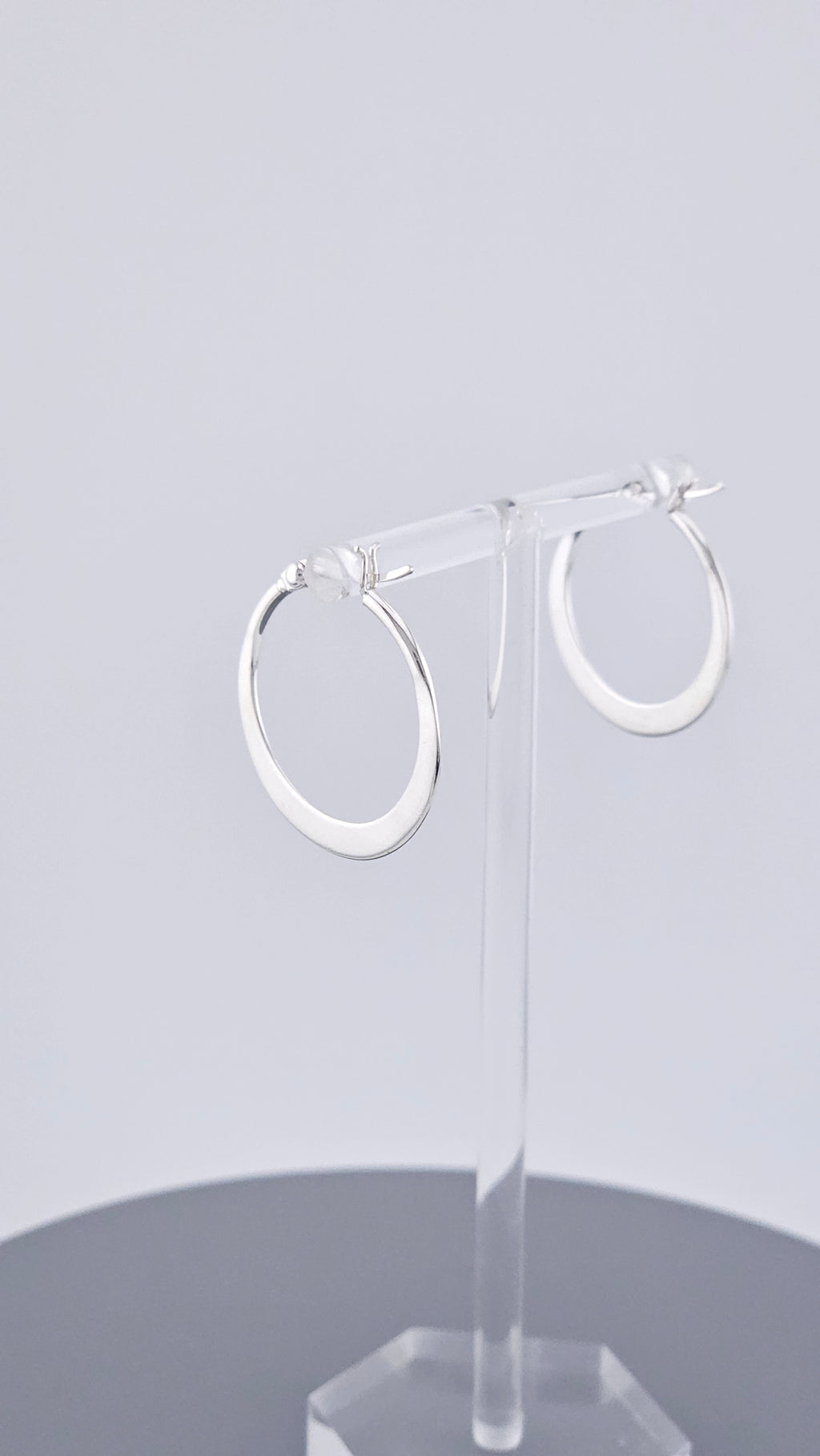 Classic 925 Sterling Silver Flat Tapered Hoop Earrings (3.6g)