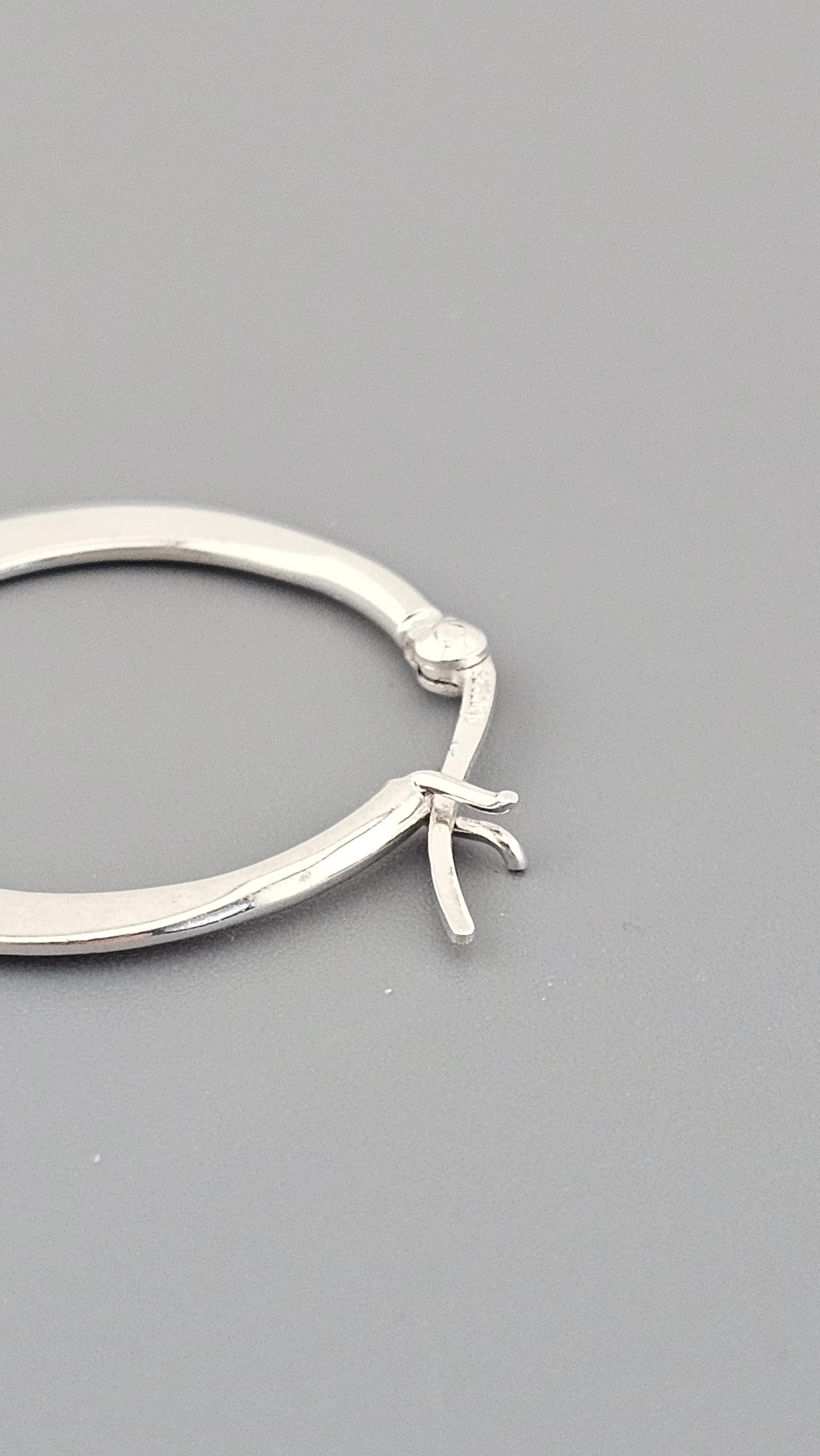 Classic 925 Sterling Silver Flat Tapered Hoop Earrings (3.6g)