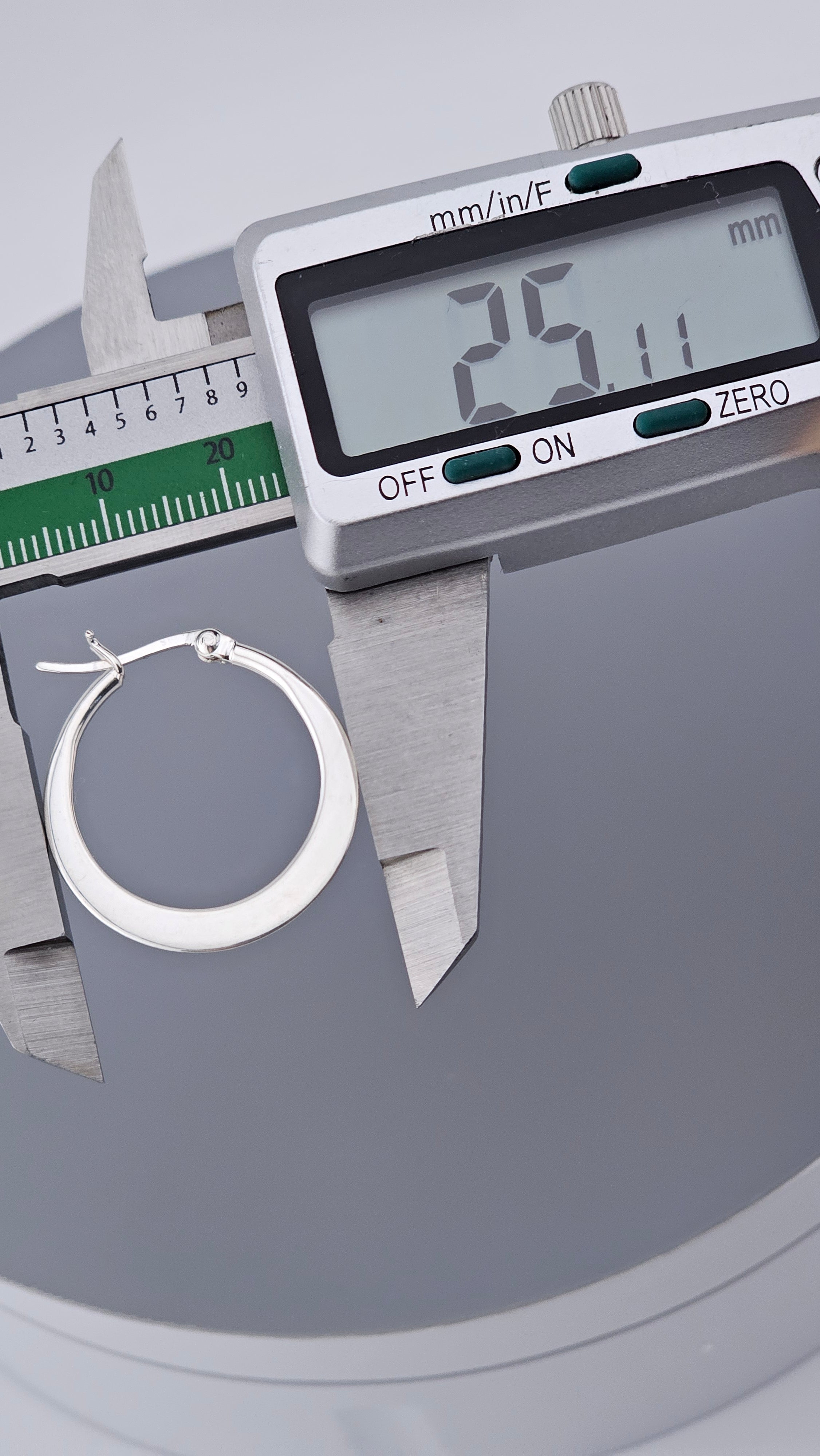 Classic 925 Sterling Silver Flat Tapered Hoop Earrings (3.6g)