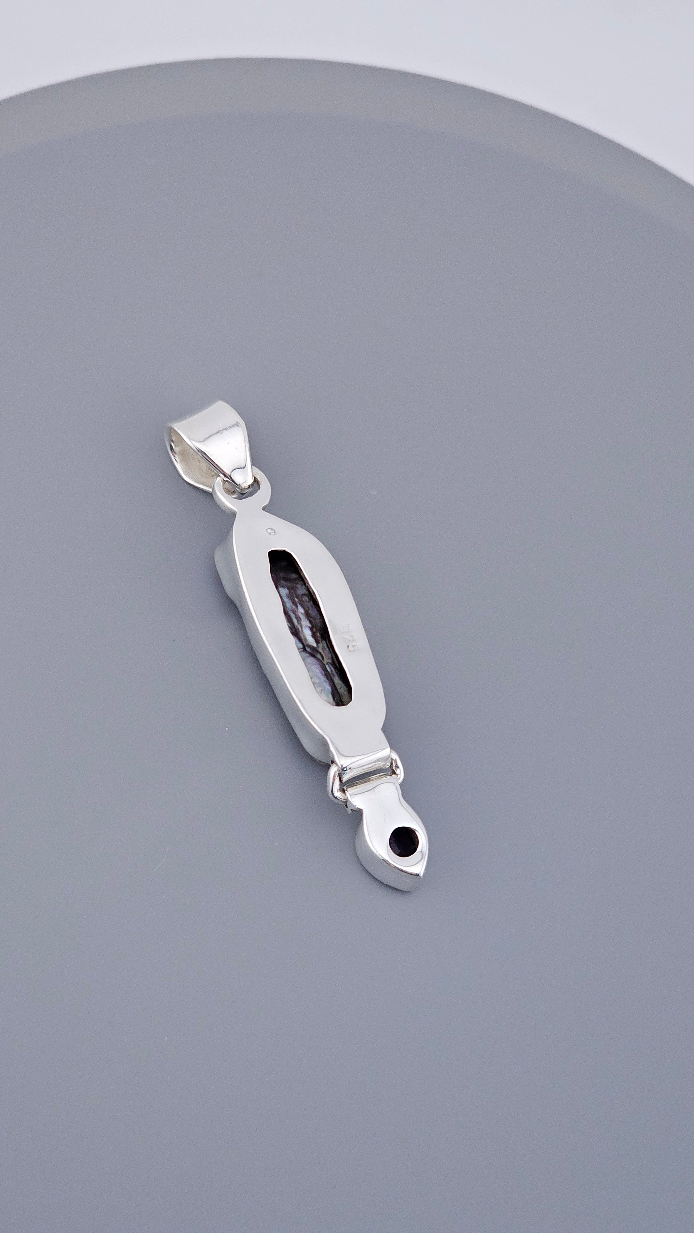 Vintage 925 Sterling Silver Biwa Pearl & Amethyst Articulated Pendant (6.4g)