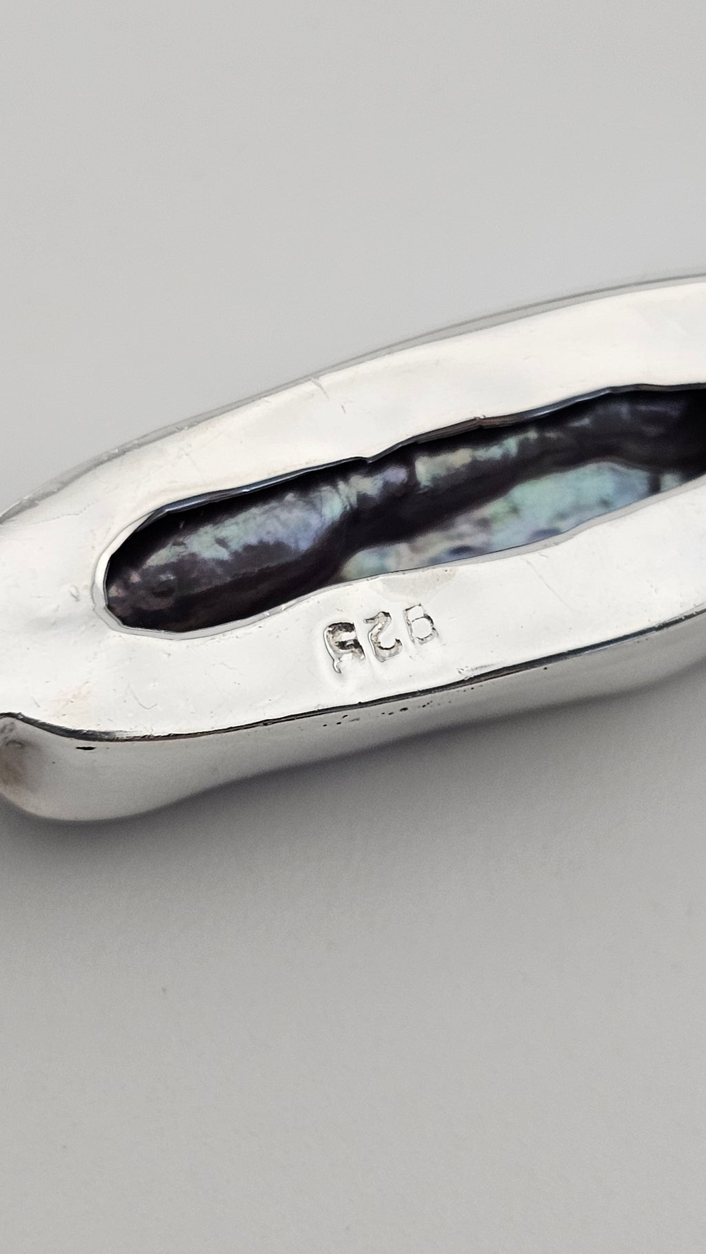 Vintage 925 Sterling Silver Biwa Pearl & Amethyst Articulated Pendant (6.4g)