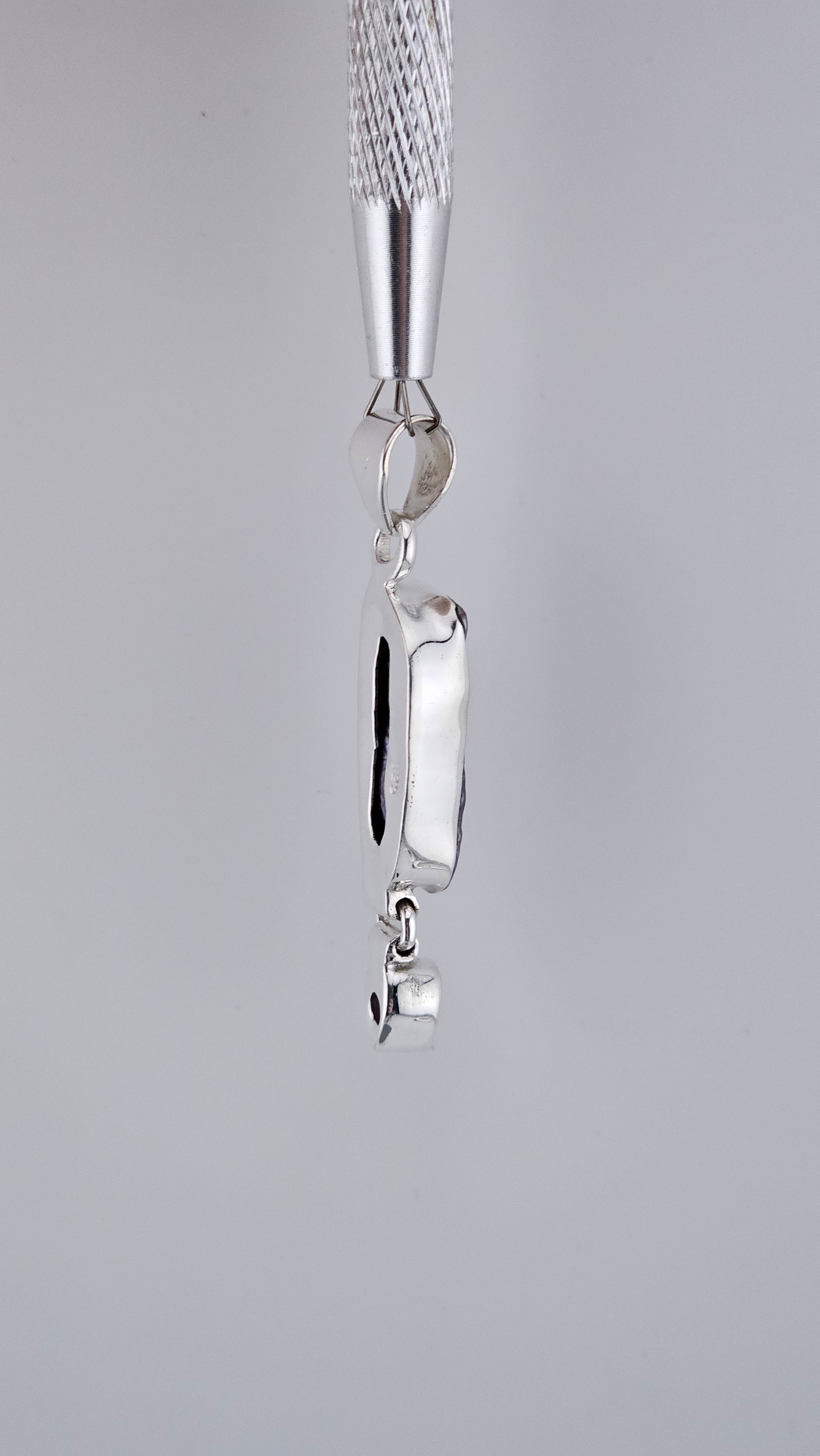 Vintage 925 Sterling Silver Biwa Pearl & Amethyst Articulated Pendant (6.4g)