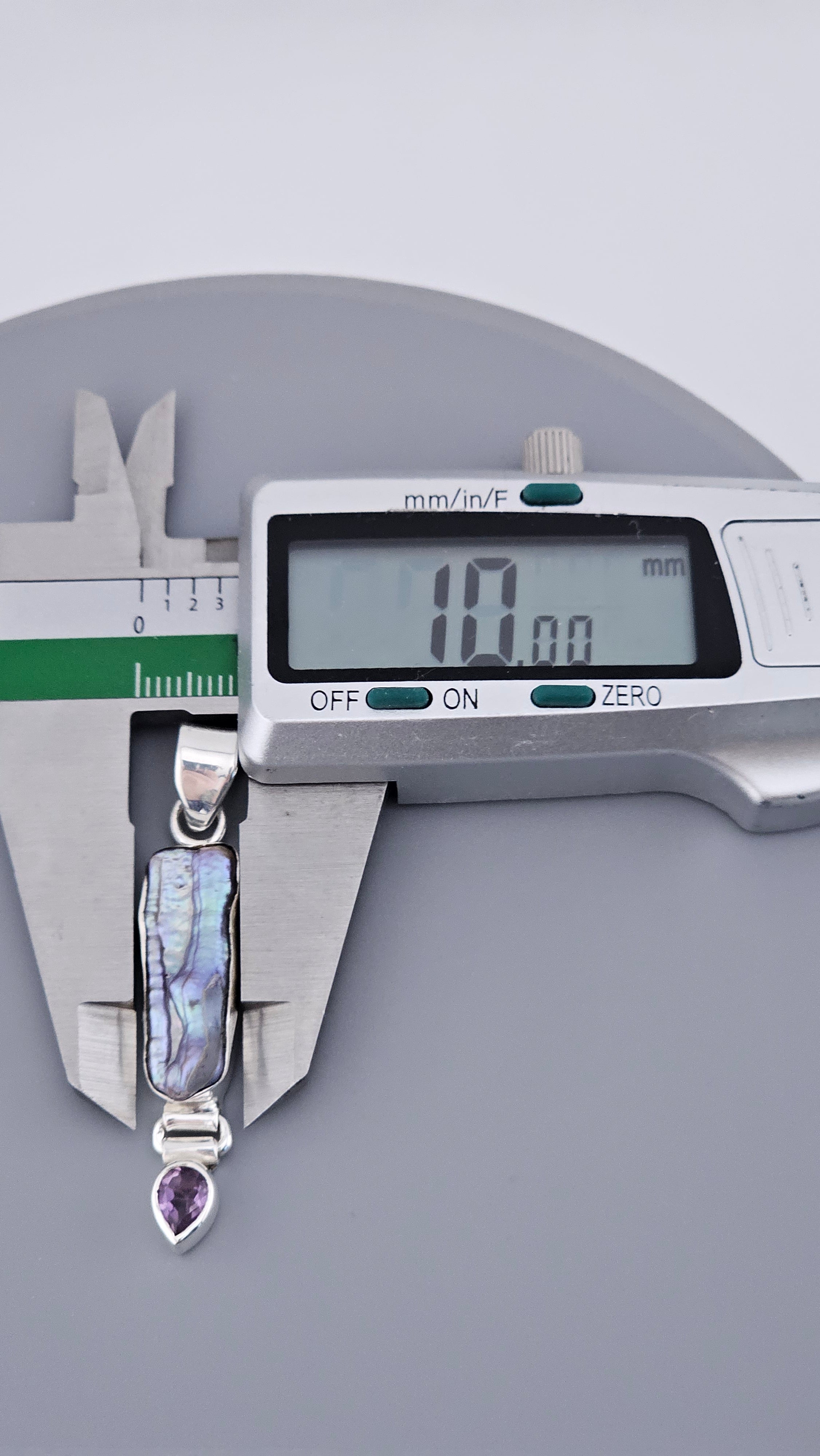 Vintage 925 Sterling Silver Biwa Pearl & Amethyst Articulated Pendant (6.4g)