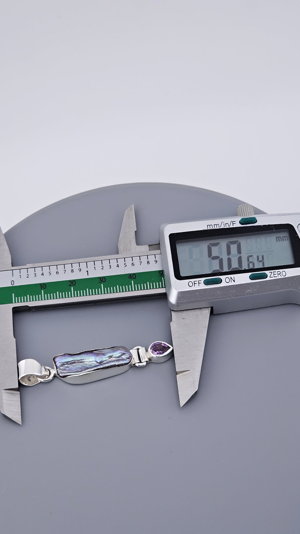 Vintage 925 Sterling Silver Biwa Pearl & Amethyst Articulated Pendant (6.4g)