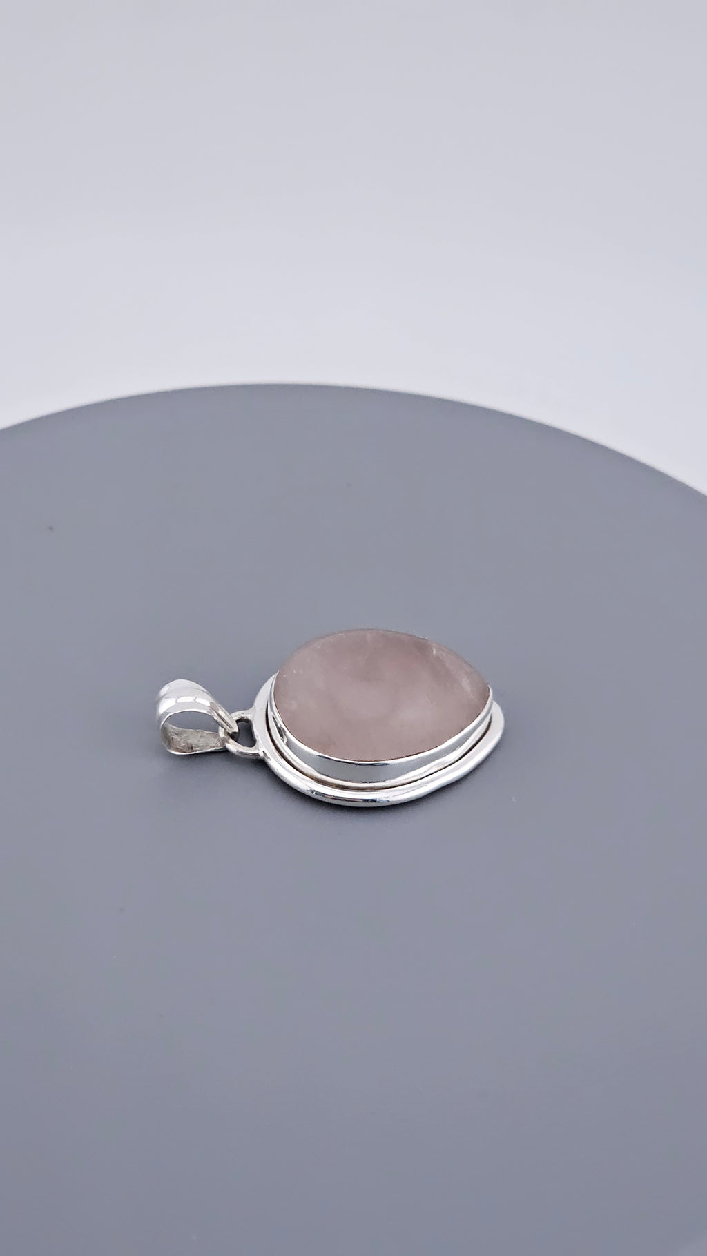 Large Vintage 925 Sterling Silver & Rose Quartz Teardrop Pendant (11.5g)