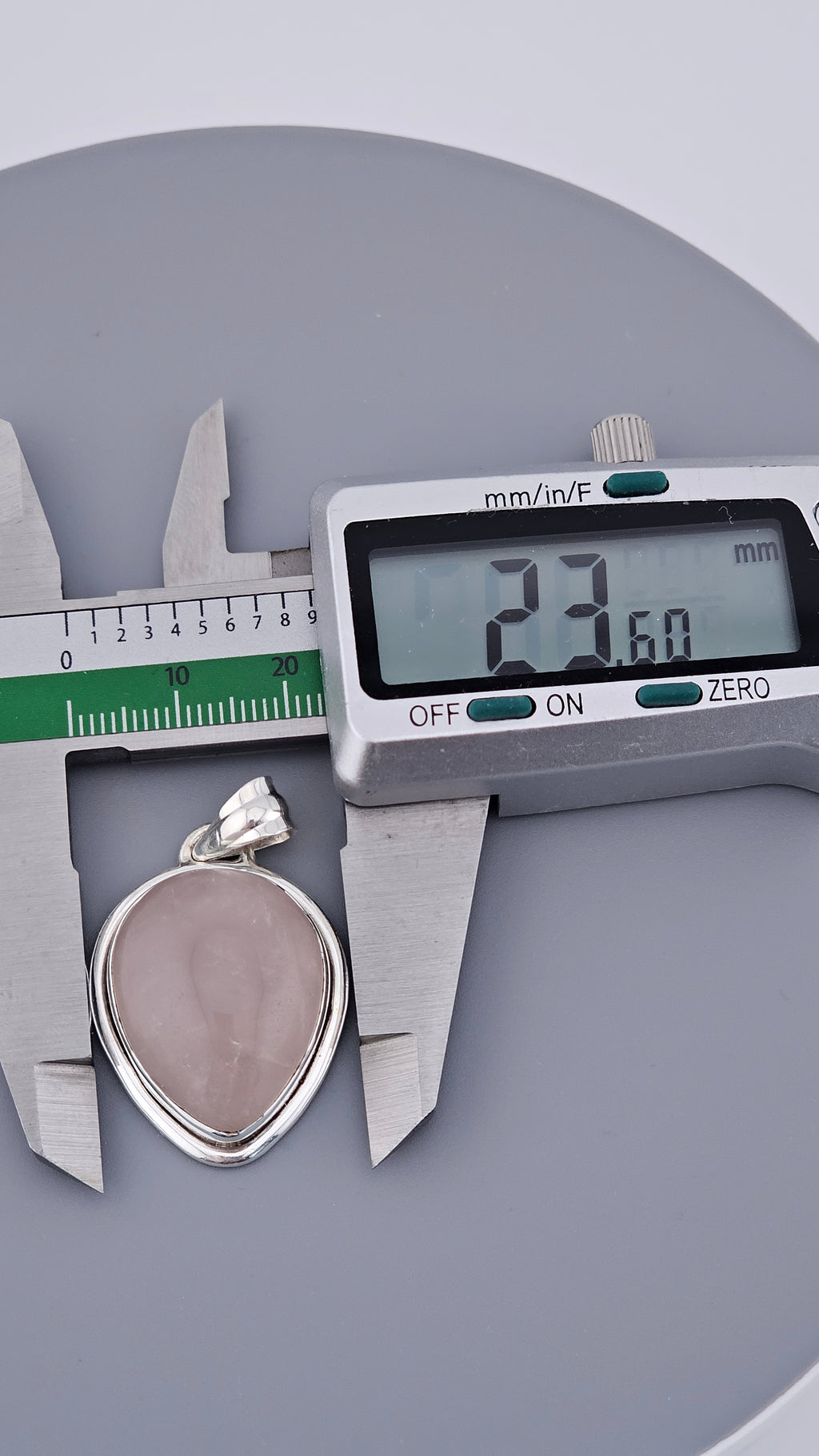 Large Vintage 925 Sterling Silver & Rose Quartz Teardrop Pendant (11.5g)