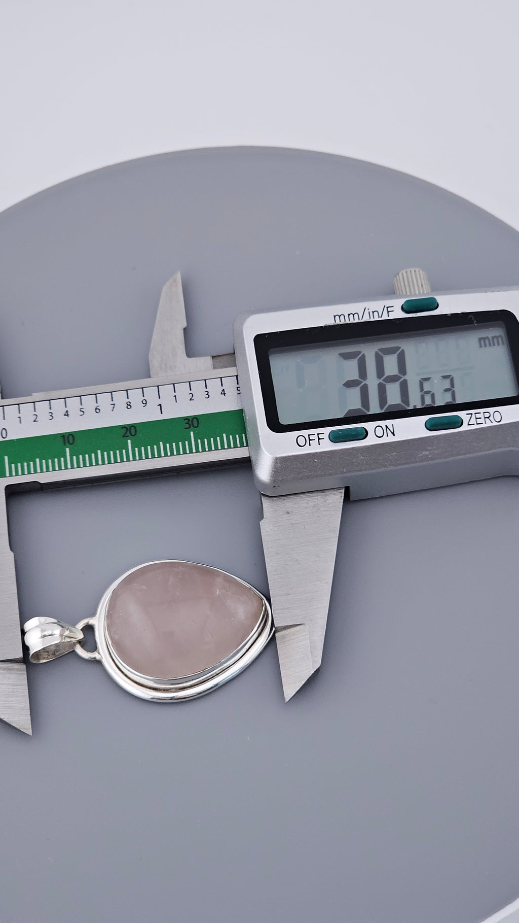 Large Vintage 925 Sterling Silver & Rose Quartz Teardrop Pendant (11.5g)