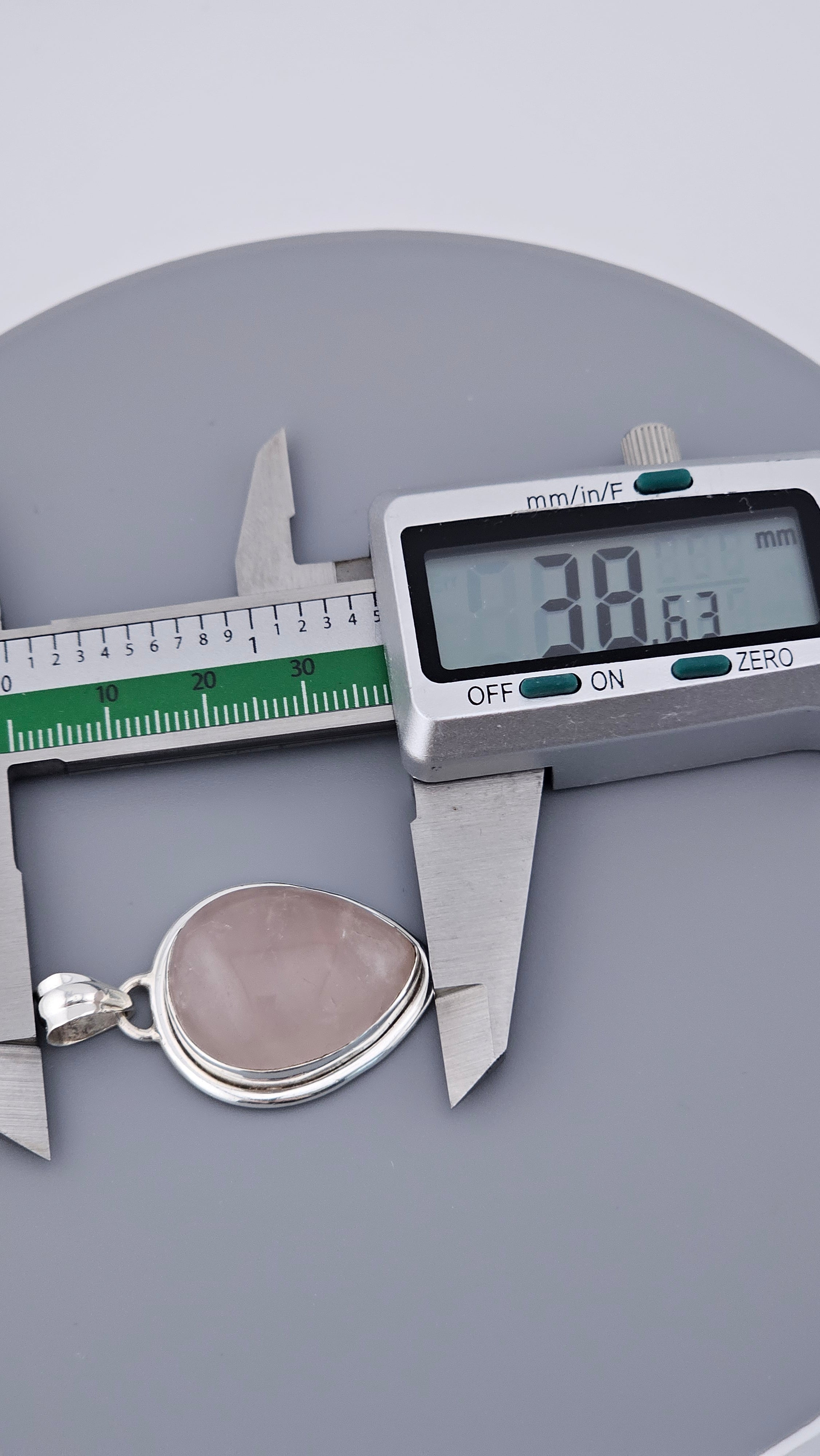 Large Vintage 925 Sterling Silver & Rose Quartz Teardrop Pendant (11.5g)