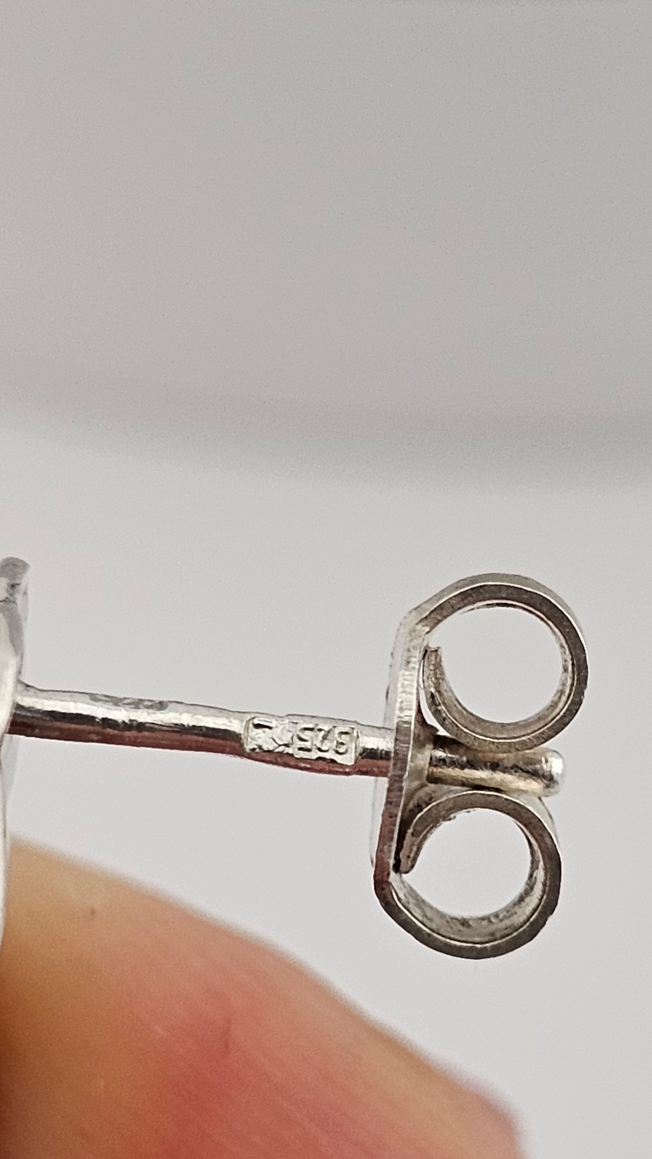 Vintage 925 Sterling Silver & Honey Amber Oval Stud Earrings – Large Rope Edge Design (5.3g)