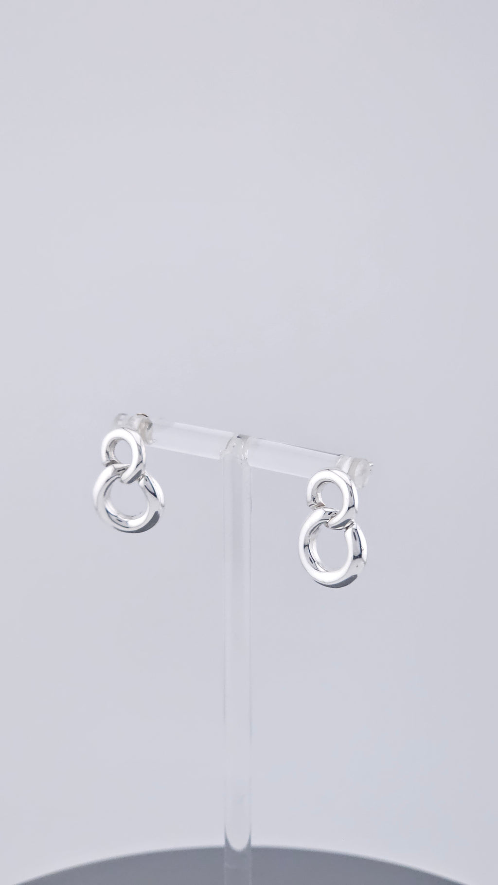 925 Sterling Silver Interlocking Circle Knot Earrings – 20mm Double Link Drop Studs (4.4g)