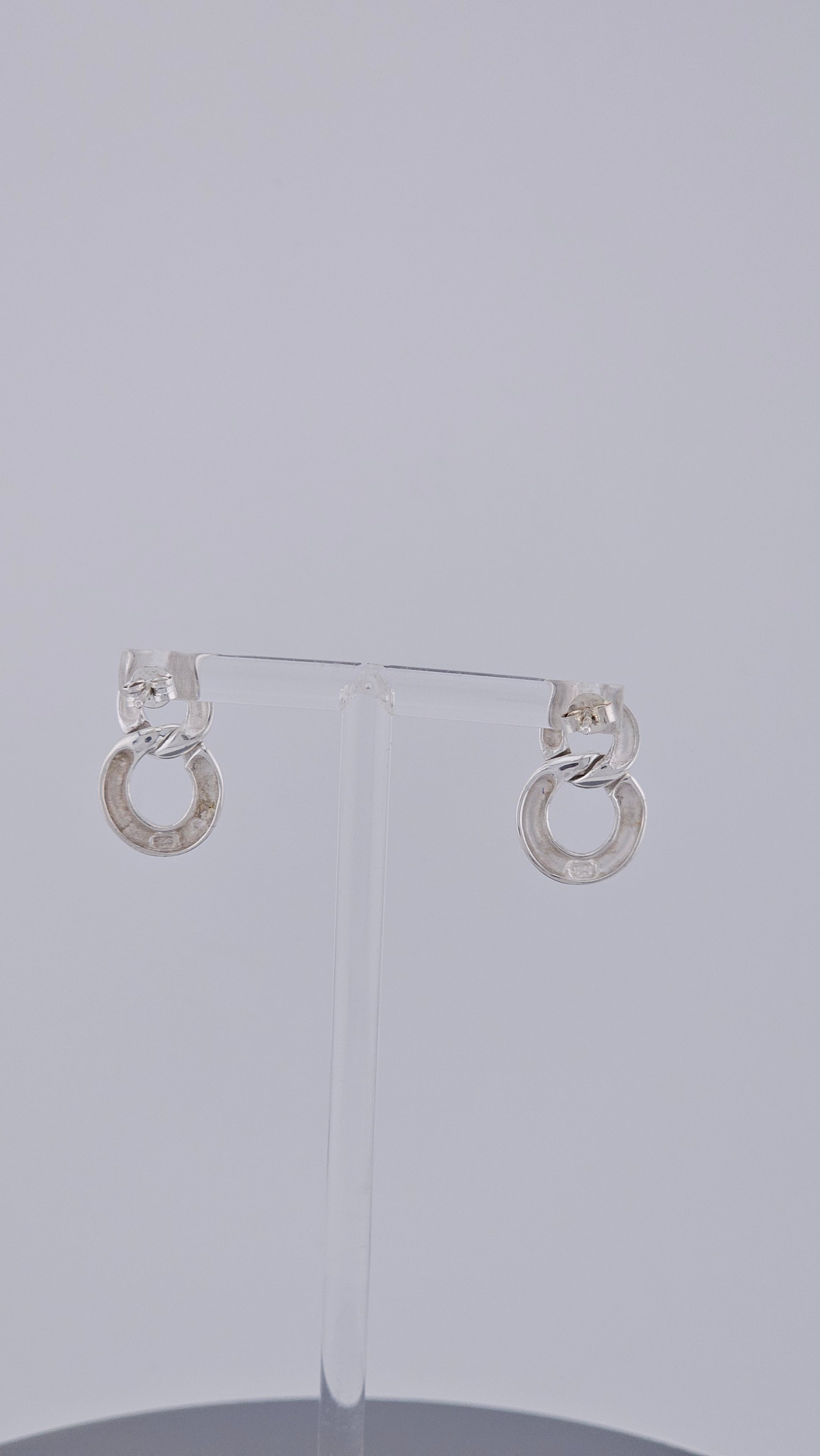 925 Sterling Silver Interlocking Circle Knot Earrings – 20mm Double Link Drop Studs (4.4g)