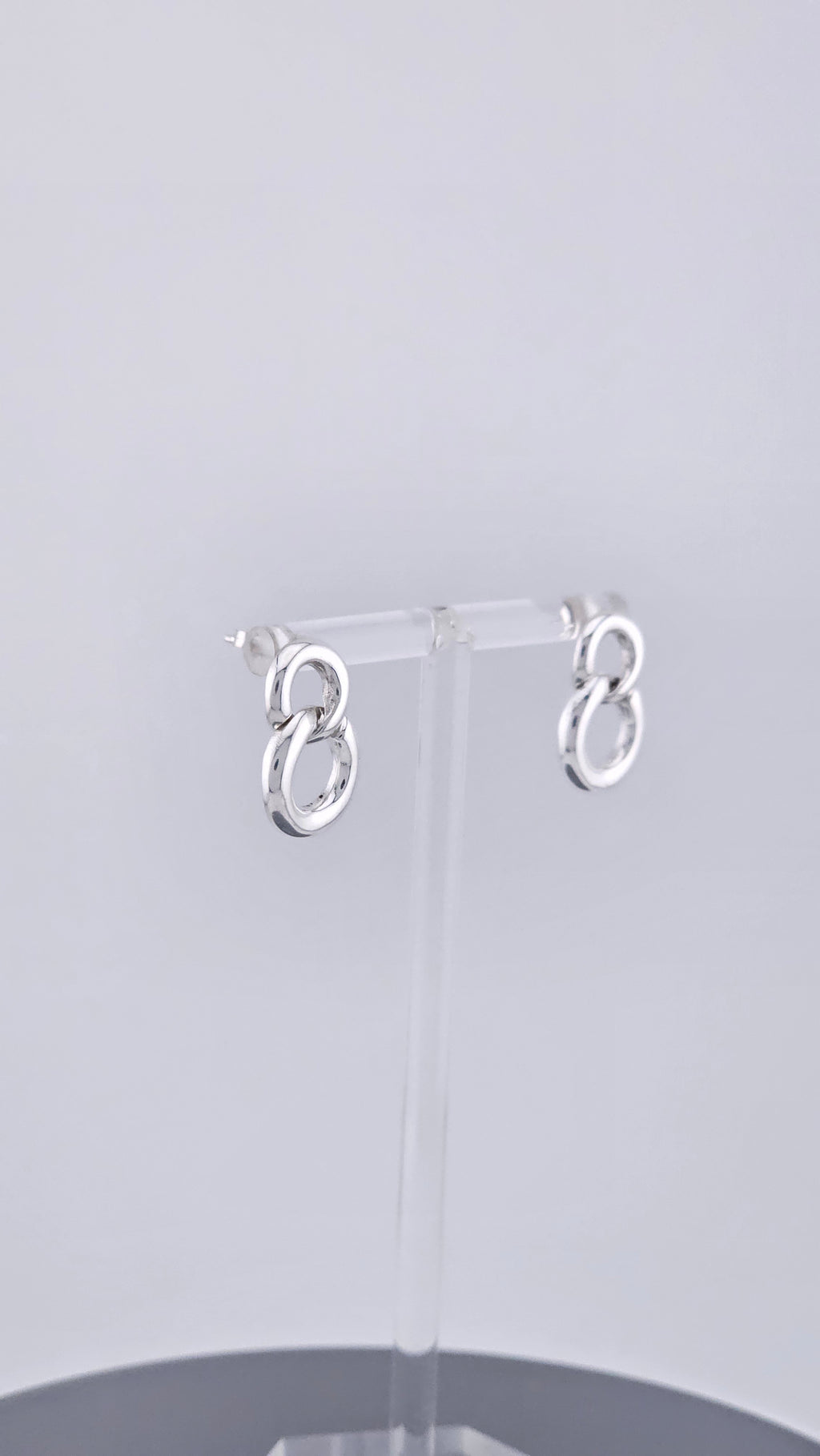 925 Sterling Silver Interlocking Circle Knot Earrings – 20mm Double Link Drop Studs (4.4g)