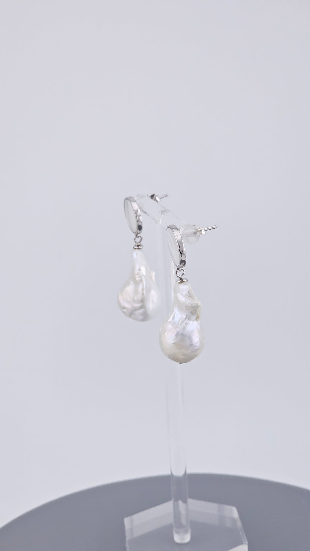 925 Sterling Silver Baroque Pearl & Mother of Pearl Drop Earrings – 36mm (11.5g)