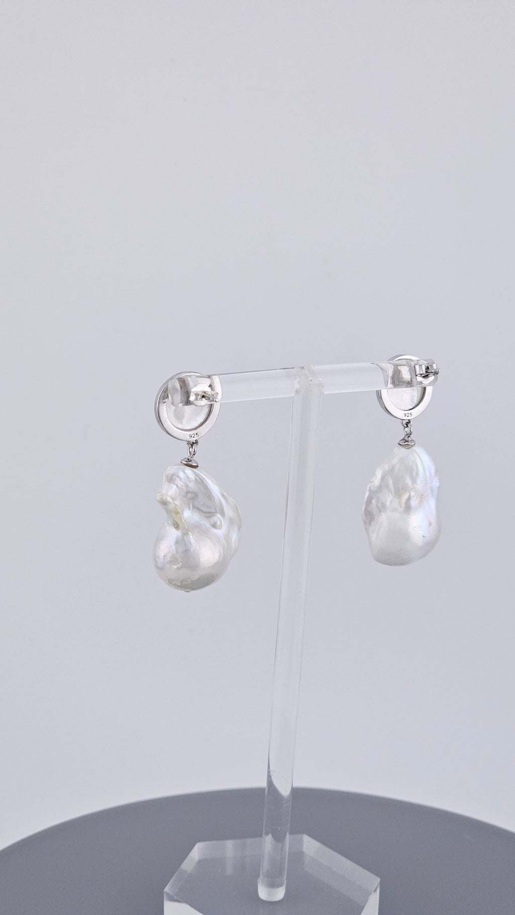 925 Sterling Silver Baroque Pearl & Mother of Pearl Drop Earrings – 36mm (11.5g)