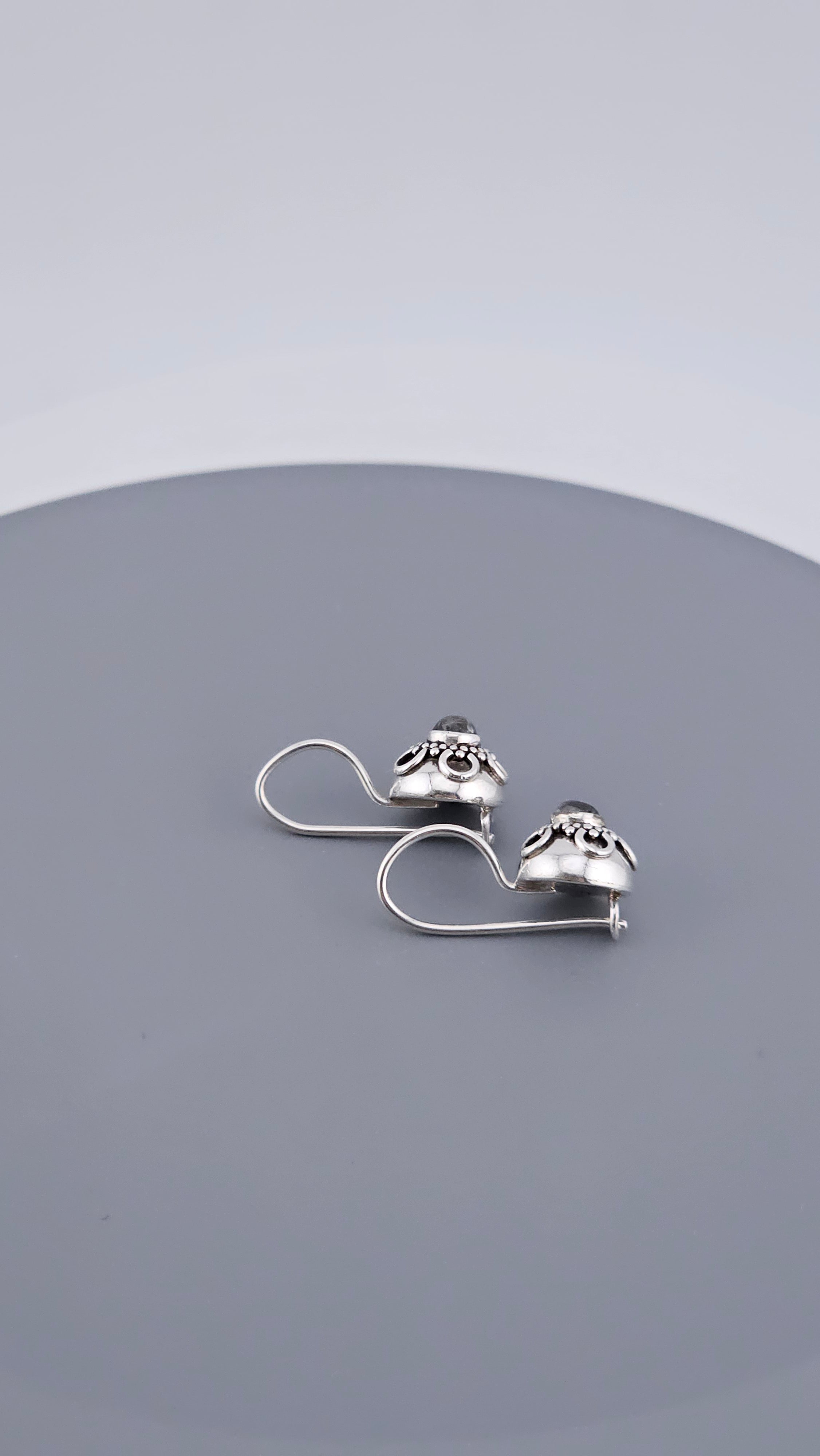 925 Sterling Silver Rainbow Moonstone Floral Drop Earrings | 21mm | 3.5g