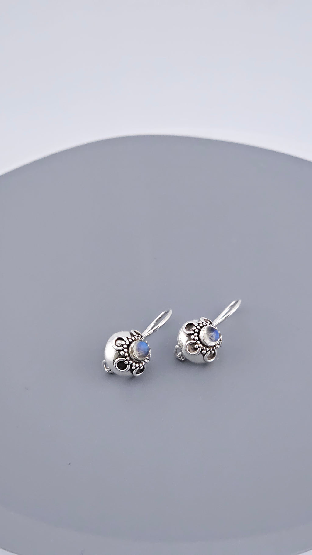 925 Sterling Silver Rainbow Moonstone Floral Drop Earrings | 21mm | 3.5g