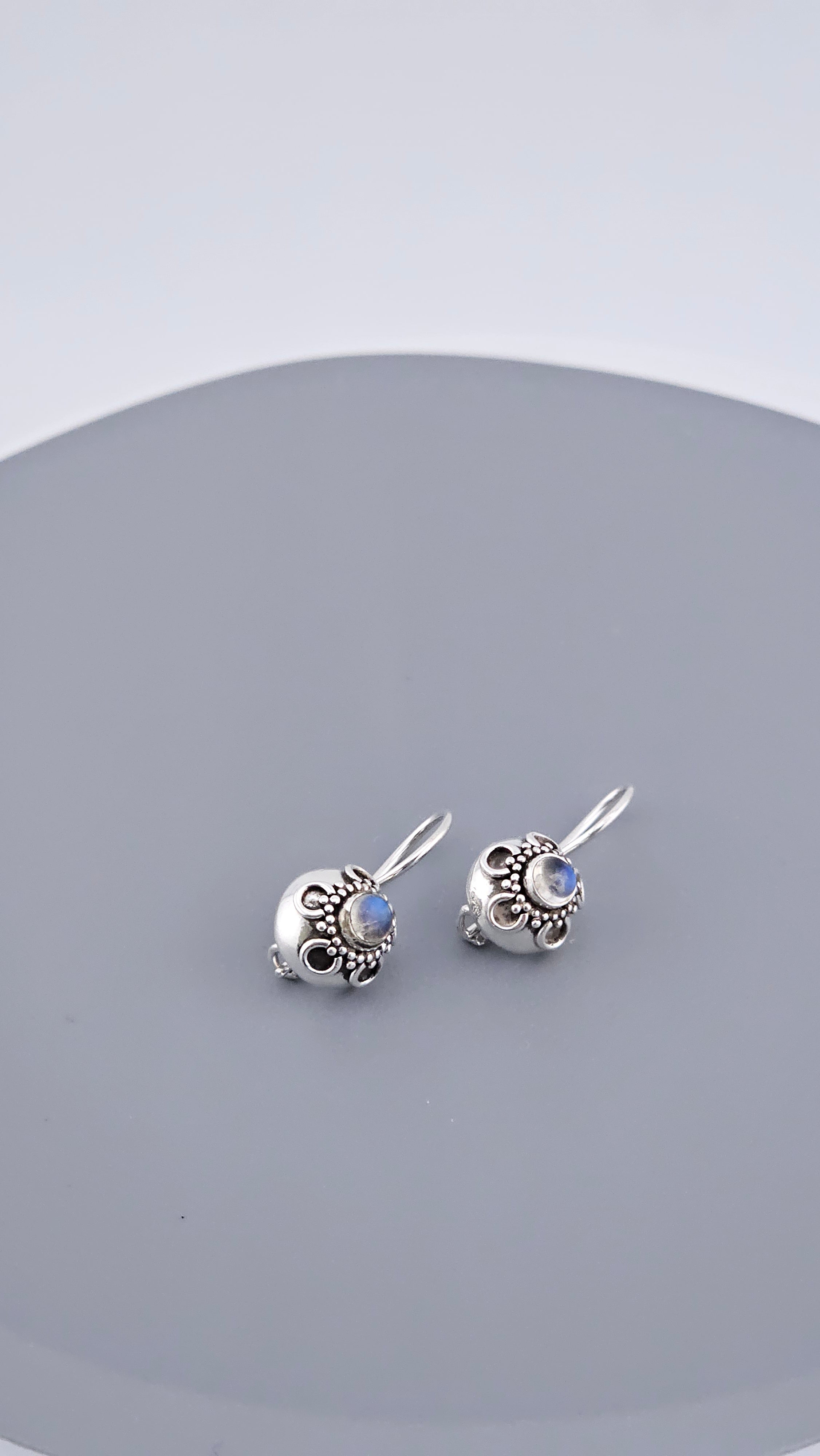 925 Sterling Silver Rainbow Moonstone Floral Drop Earrings | 21mm | 3.5g