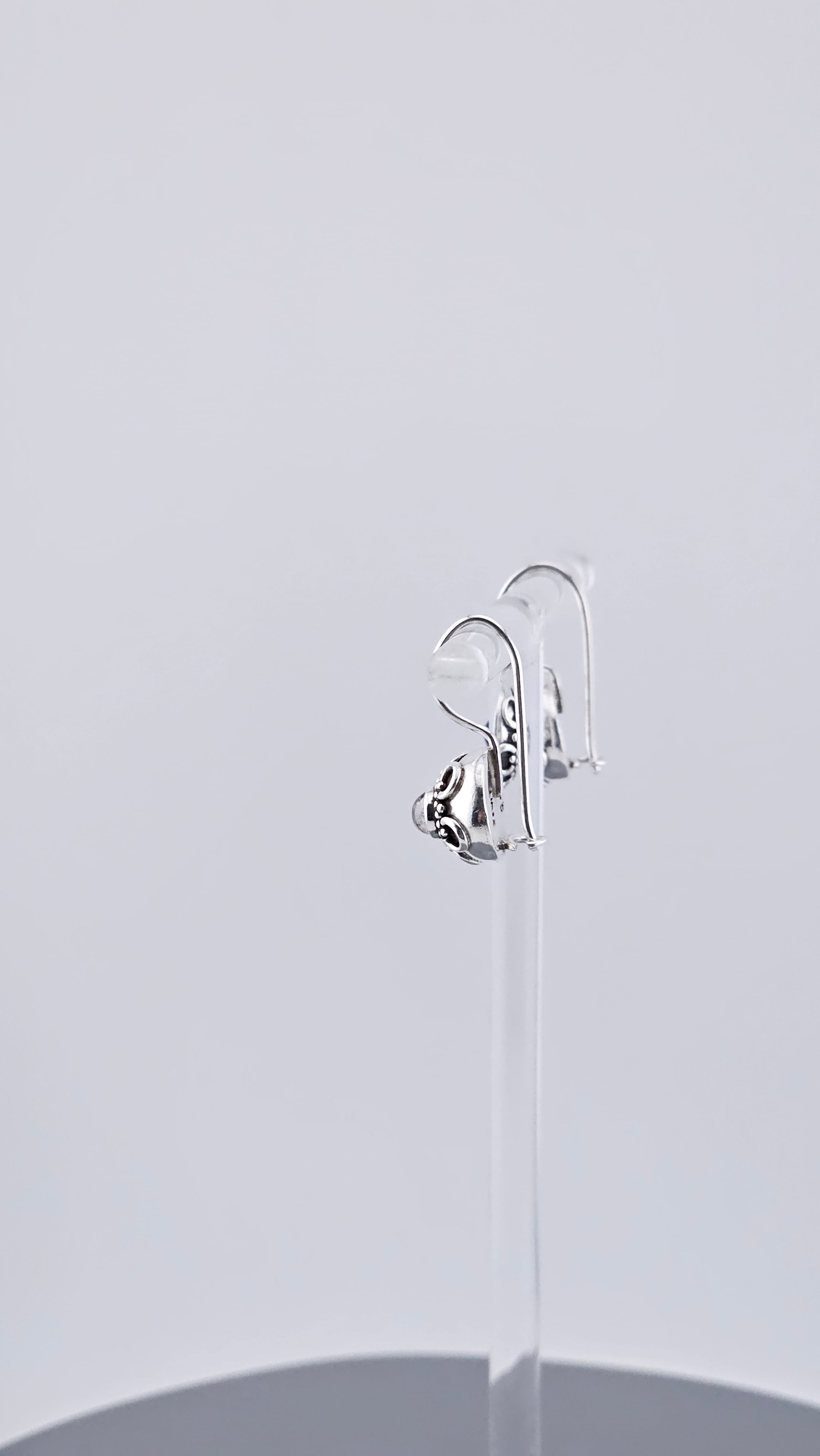 925 Sterling Silver Rainbow Moonstone Floral Drop Earrings | 21mm | 3.5g