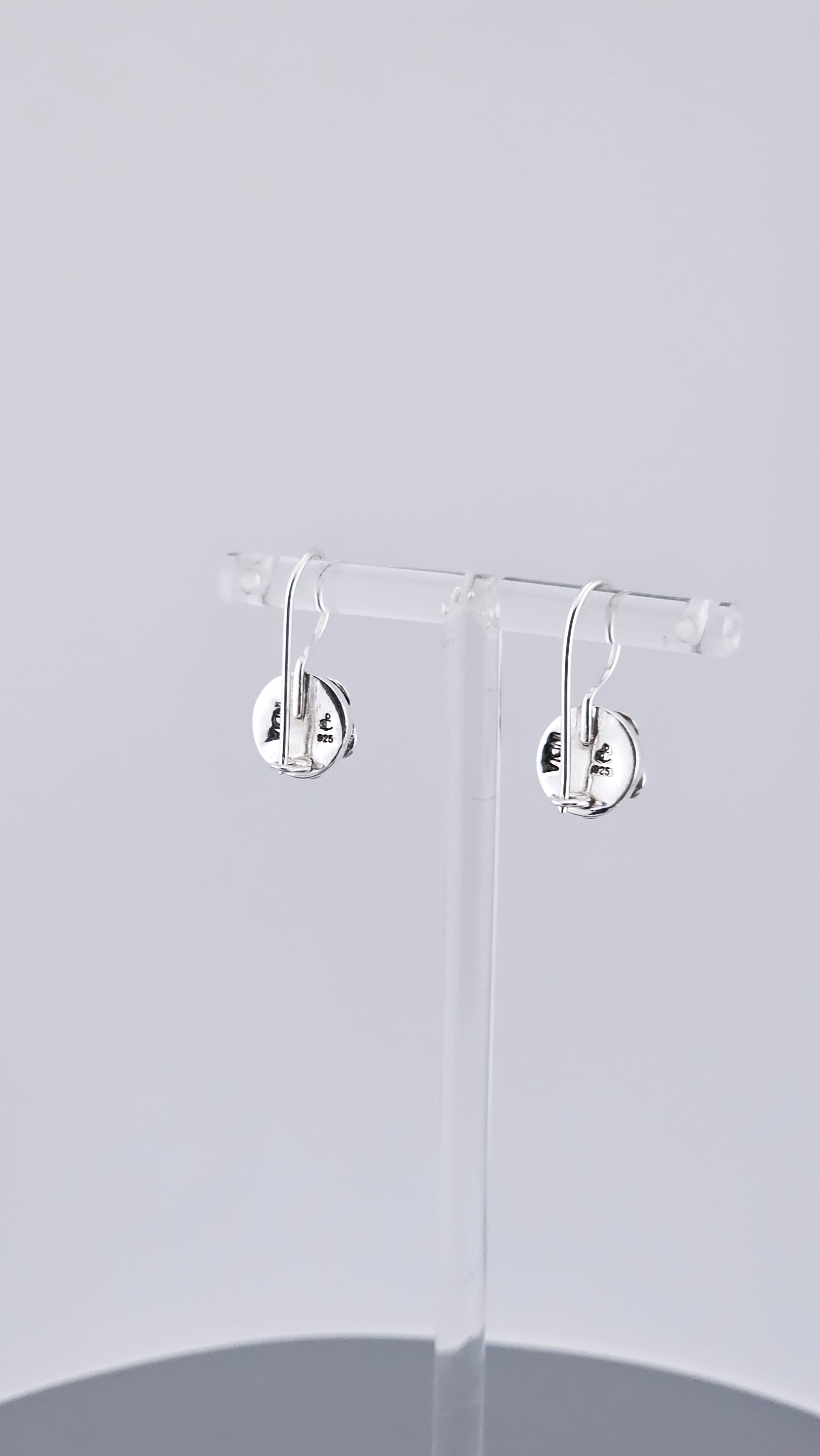 925 Sterling Silver Rainbow Moonstone Floral Drop Earrings | 21mm | 3.5g