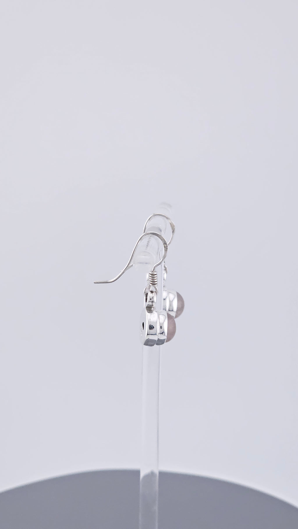 925 Sterling Silver Rose Quartz Drop Earrings – Minimalist Bezel Set Dangle (5.5g)
