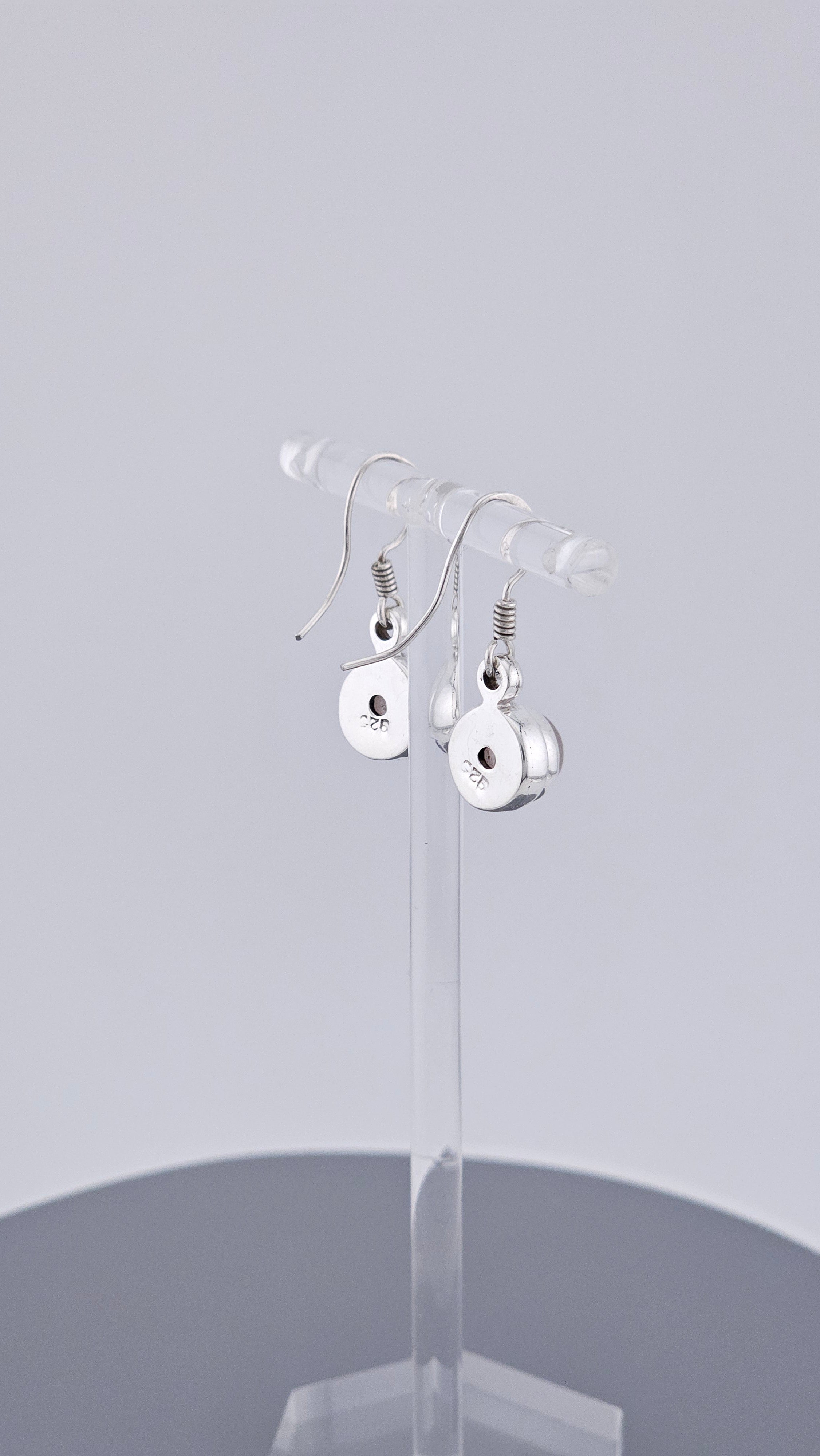 925 Sterling Silver Rose Quartz Drop Earrings – Minimalist Bezel Set Dangle (5.5g)