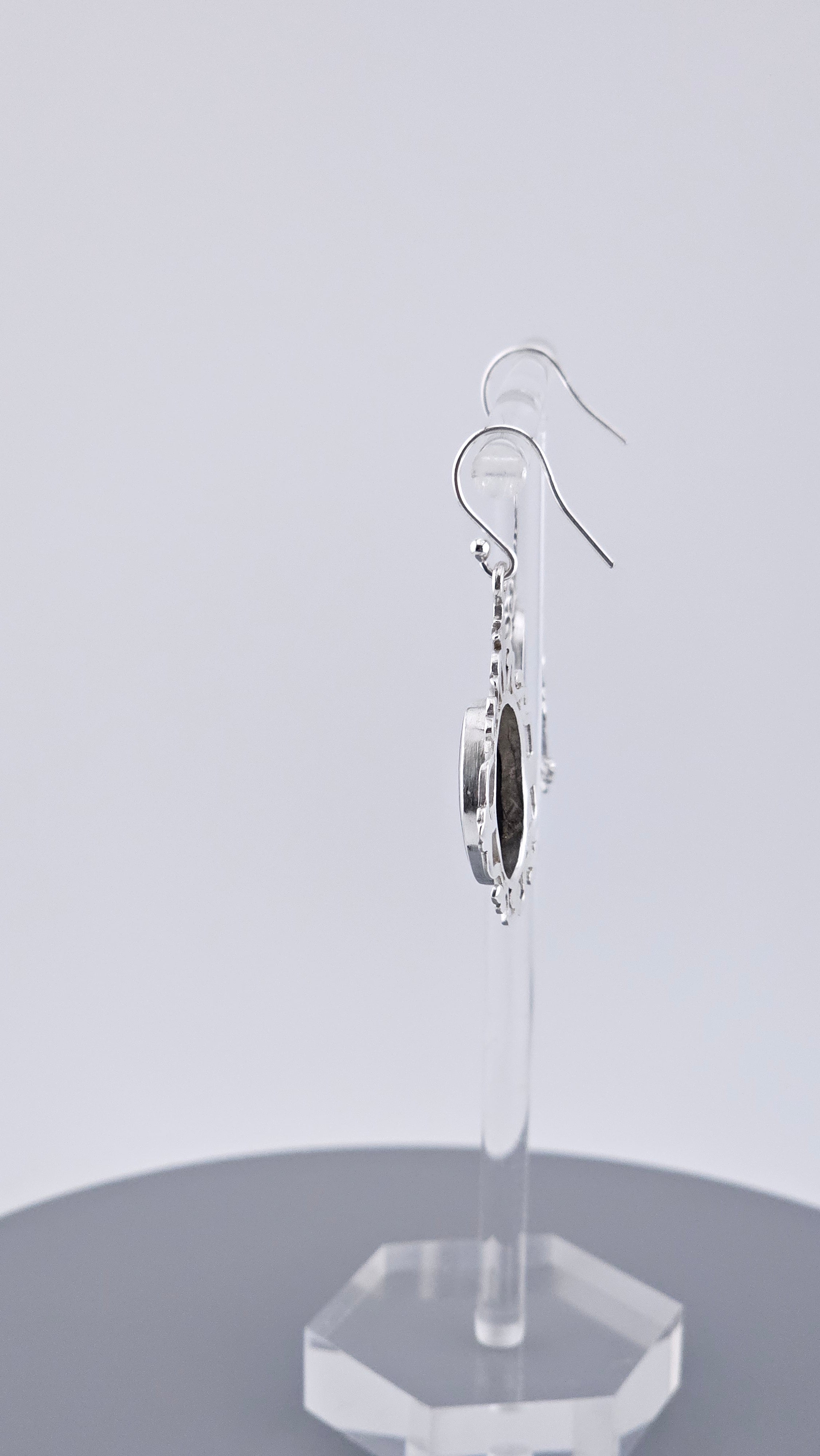 Vintage Style 925 Sterling Silver Black Onyx Filigree Drop Earrings – 46mm Ornate Oval Dangle (6.4g)